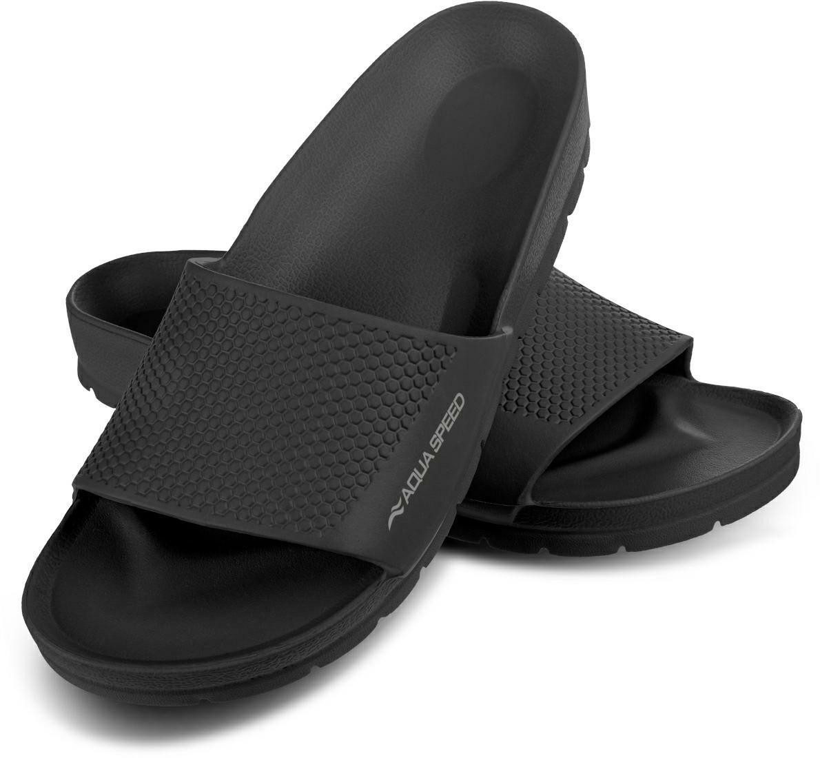 Aqua Speed Badelatschen OSLO + kl. Fasertuch Damen und Herren Duschsandalen Badepantolette