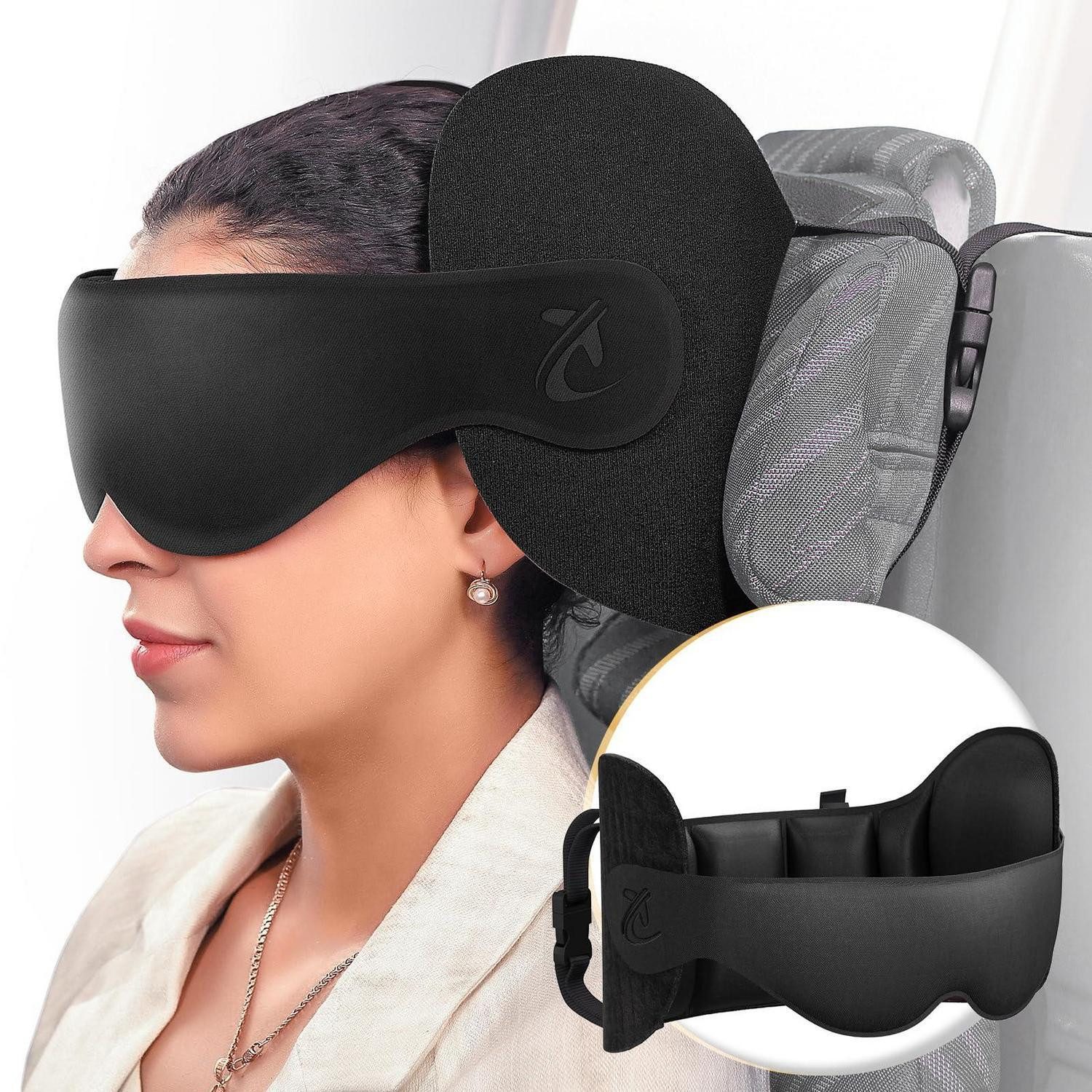 LuxusKollektion Reisekissen Reisekissen Nackenkissen Kopfband 3D Schlafmaske 360 Schwarz Prämie