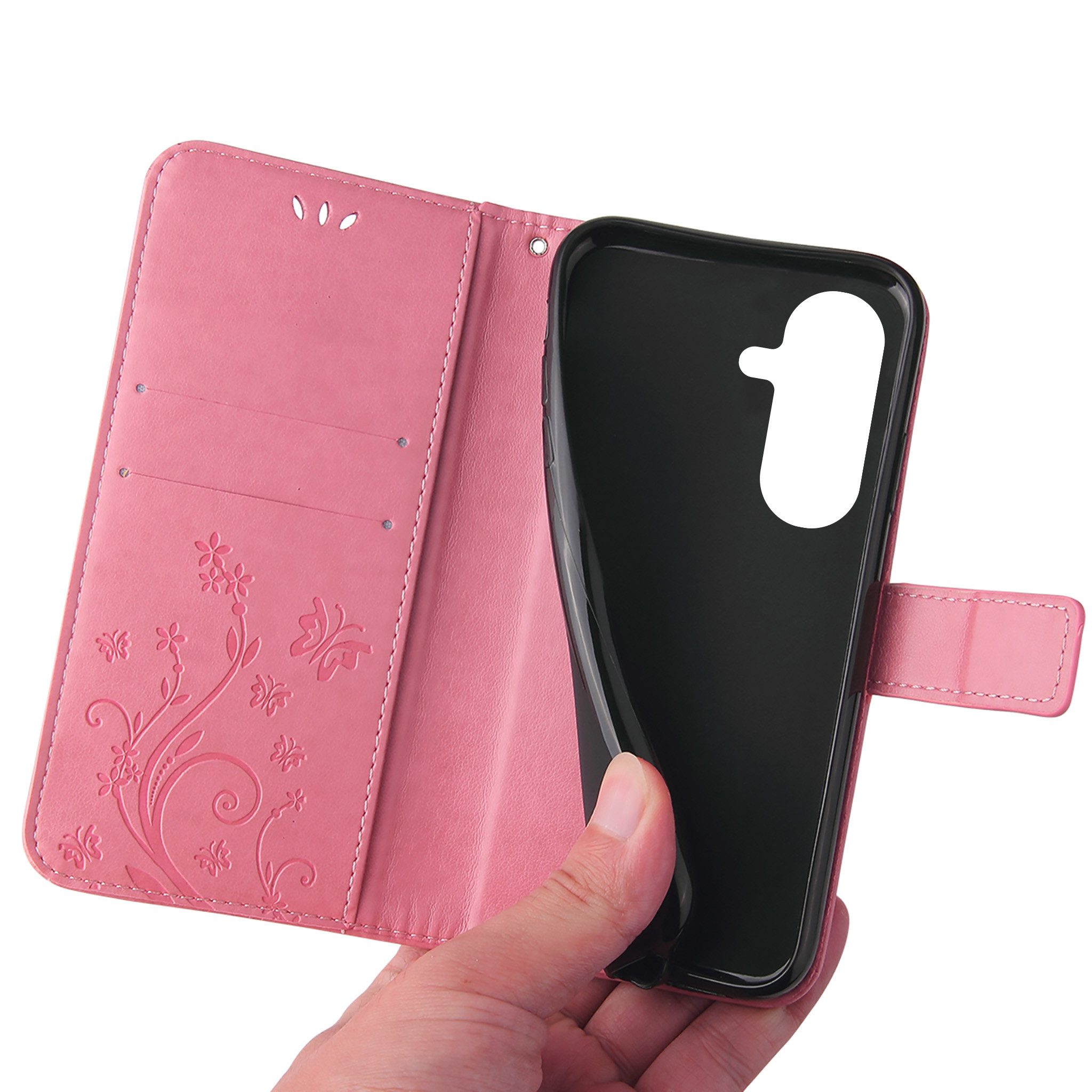 Tec-Expert Handyhülle Cover Tasche Hülle für Samsung Galaxy A56 5G 6.7 Zoll, 6.7, Klapphülle Case mit Kartenfach Fliphülle aufstellbar, Motiv Blumen