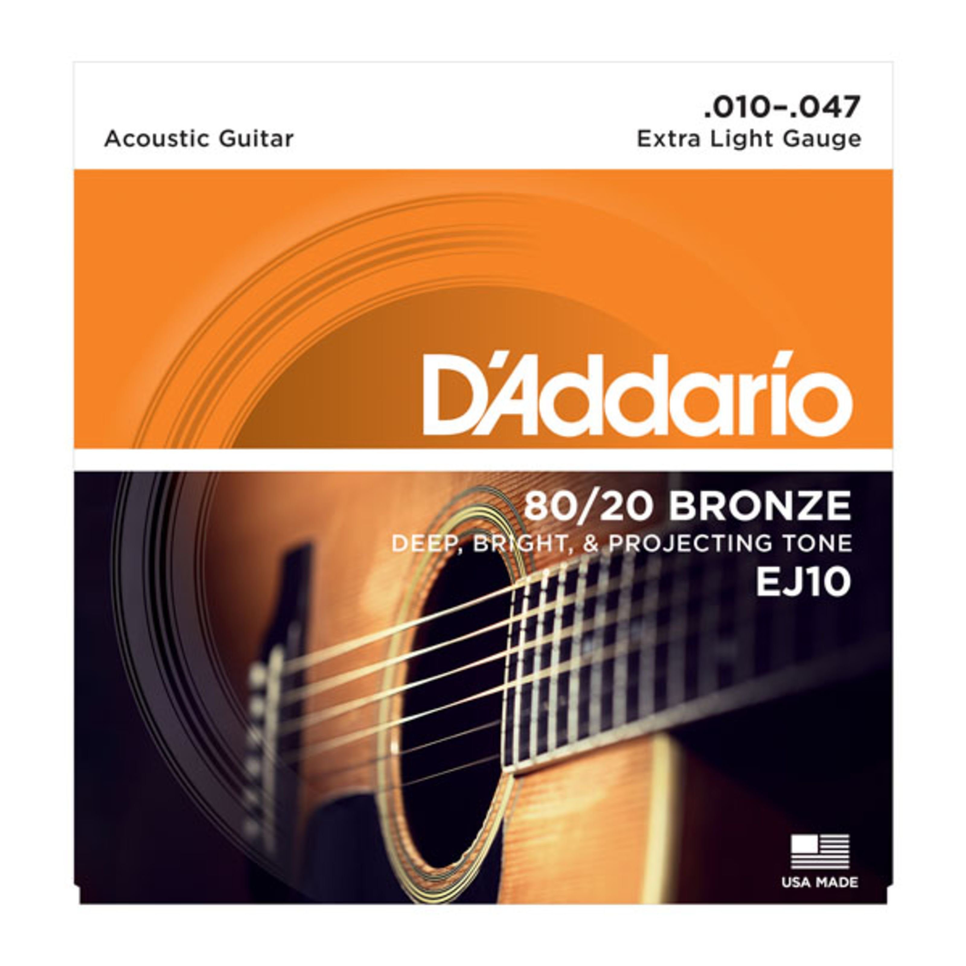 Westerngitarrensaiten 10-47 80/20 - EJ10 Daddario Light Spielzeug-Musikinstrument, Extra Bronze