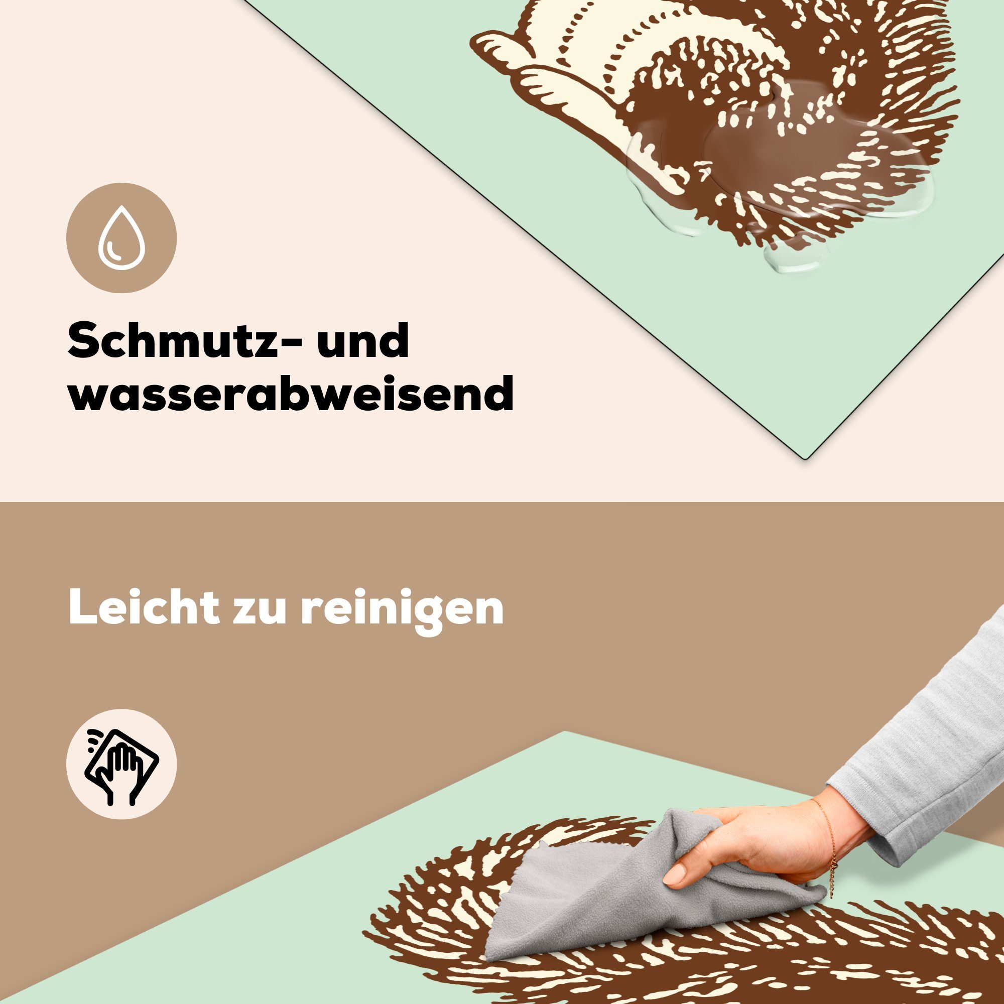 Eichhörnchens MuchoWow Ceranfeldabdeckung, einer für Eichel, tlg), Herdblende-/Abdeckplatte mit 78x78 Illustration (1 Arbeitsplatte Eine eines küche Vinyl, cm,