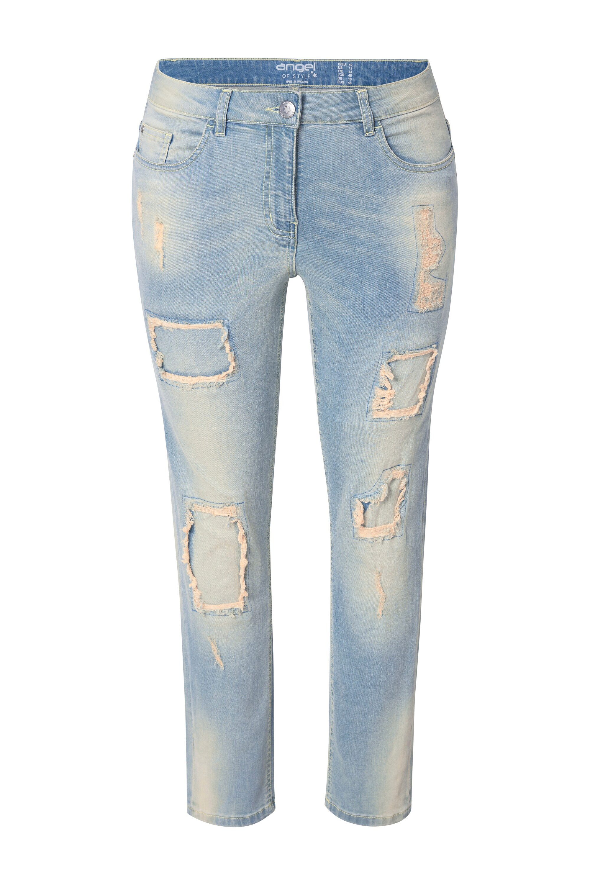 Angel of Style Röhrenjeans Jeans Emma Slim Fit destroyed beiger Denim günstig online kaufen