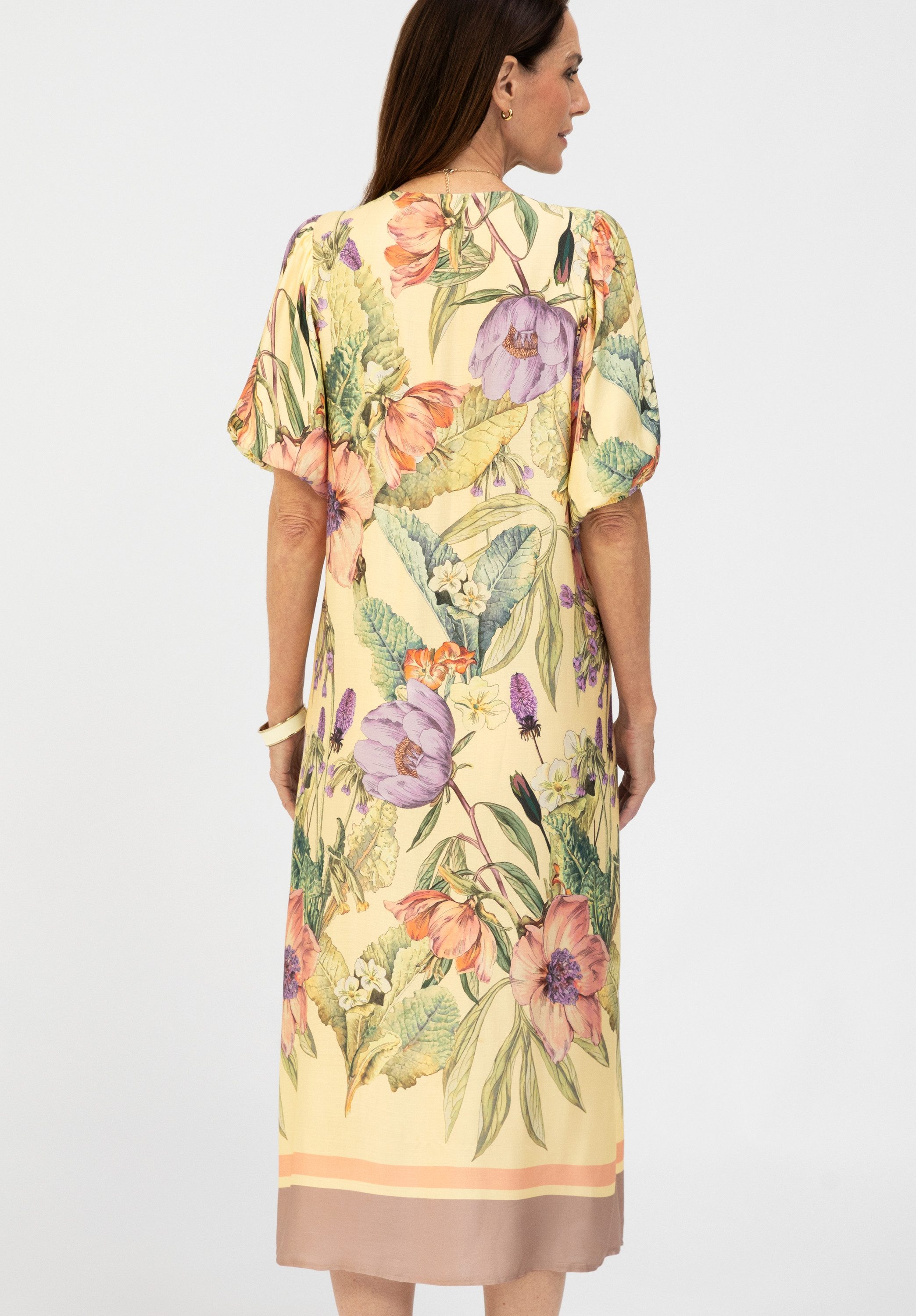 bianca Druckkleid ANNE leicht voluminöser Kurzarm mit Gummizug im Saum