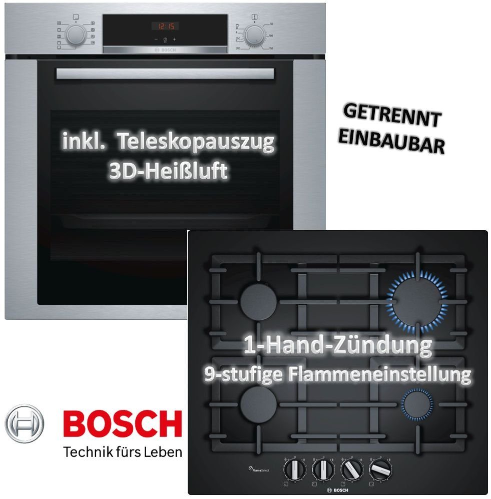 BOSCH Backofen-Set Bosch Herdset autark Backofen-Set HBA3140S0 mit  Gas-Kochfeld