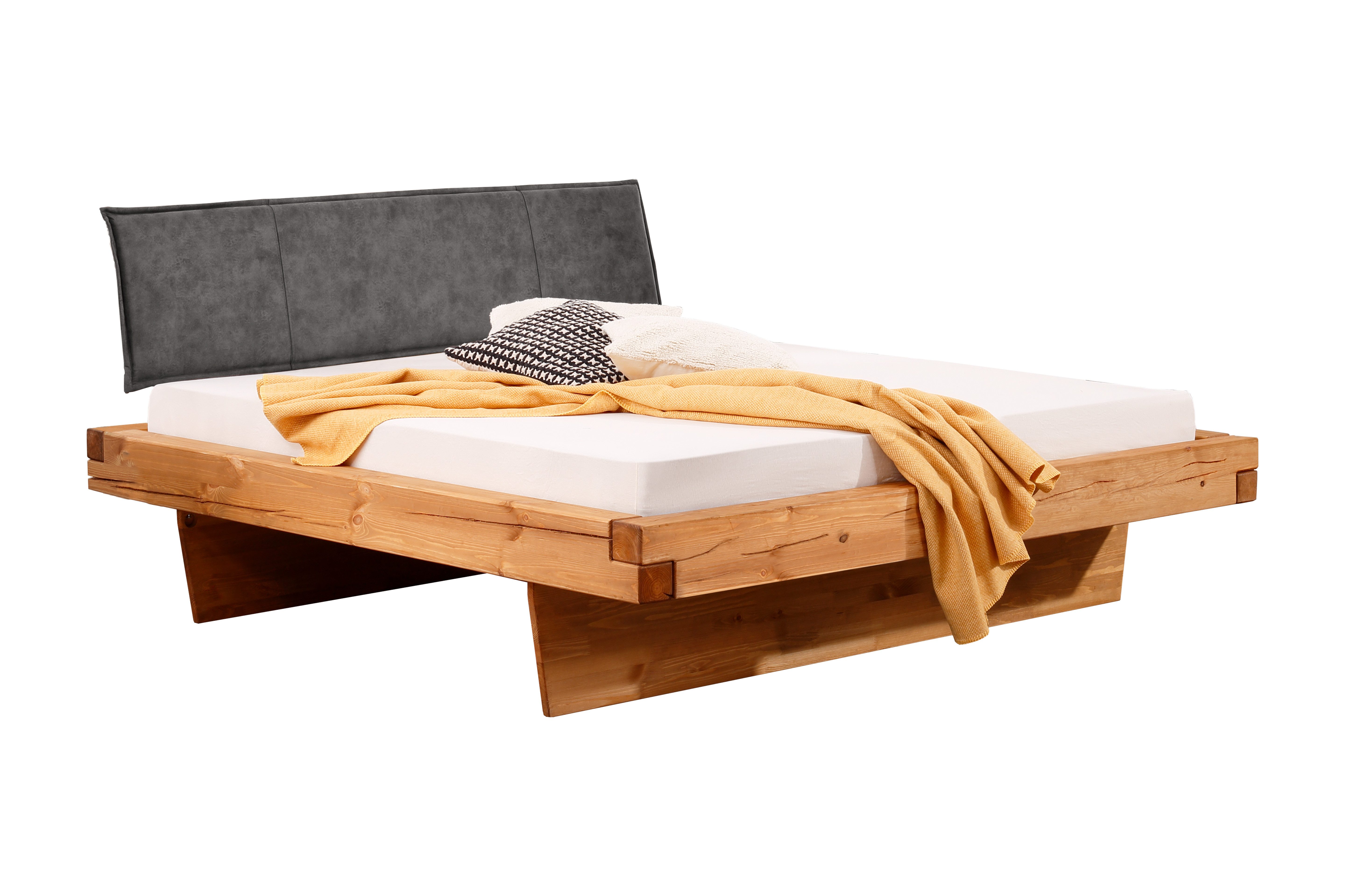 Woodroom Massivholzbett Ypern (Liegeflächen: 140 × 200, 160 × 200 oder 200 × 200 cm), massive Kiefer eichefarbig geölt