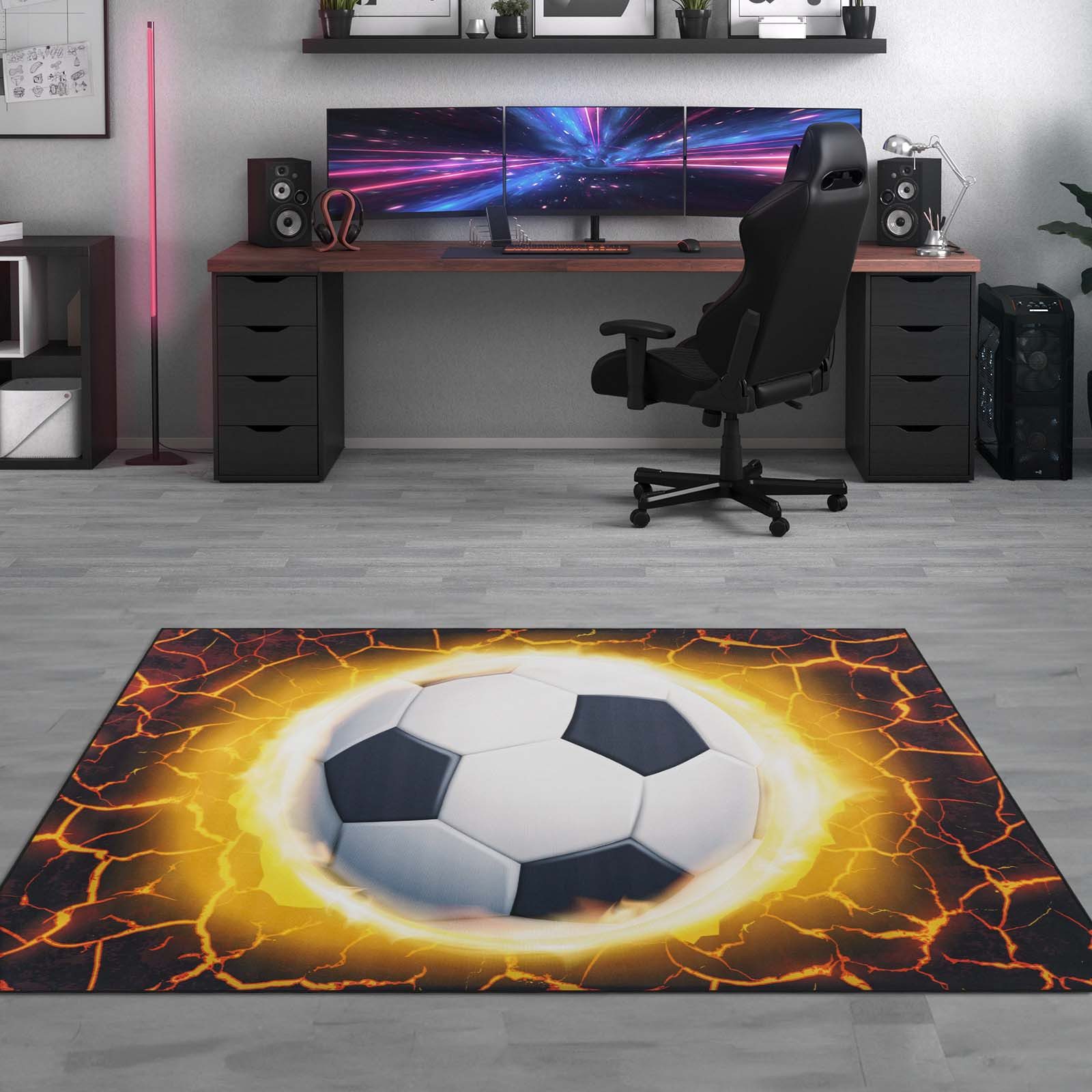 TaraCarpet Kinderteppich Fresh Kids Fußball, rechteckig, Höhe: 5 mm, Fresh Kids Fußball Krush Kinderzimmer Jugendzimmer 80x150 cm – Bild 2 von 5