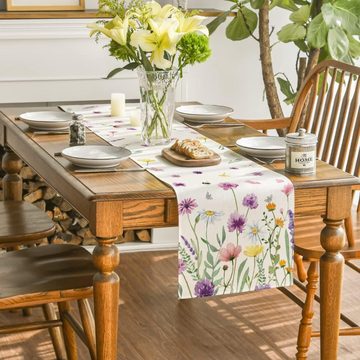 Läufer Gänseblümchen Lavendel Sommer Tisch Läufer, PFCTART, Frühling Urlaub Küche Esstisch Indoor Party Dekoration