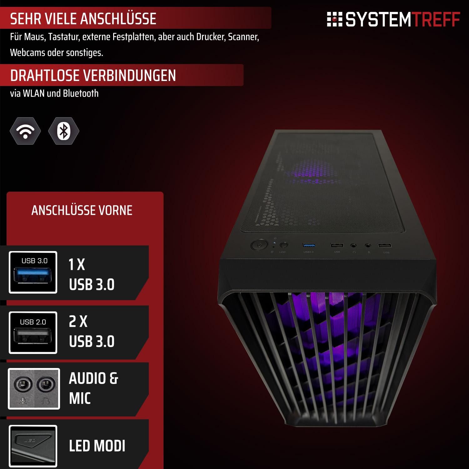 SYSTEMTREFF AMD Ryzen 7 5700 mit Nvidia GeForce RTX 5060 8GB Gaming-PC-Komplettsystem (27", AMD 5700 5700, Nvidia GeForce RTX 5060, 32 GB RAM, 1000 GB SSD) – Bild 4 von 5