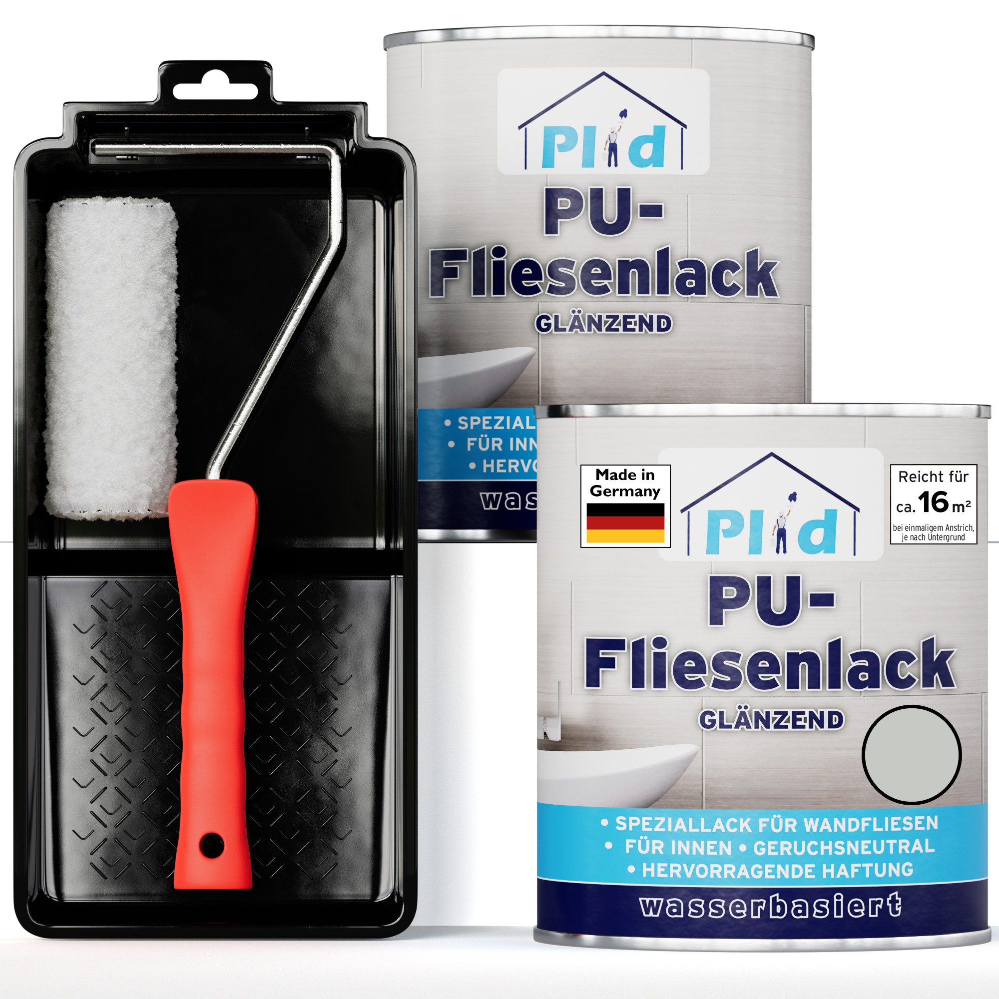 plid Fliesenlack Premium Fliesenlack Fliesen Lack Fliesenfarbe Lackierset, schnelltrocknend, spritzwasserbeständig, verarbeitungsfertig