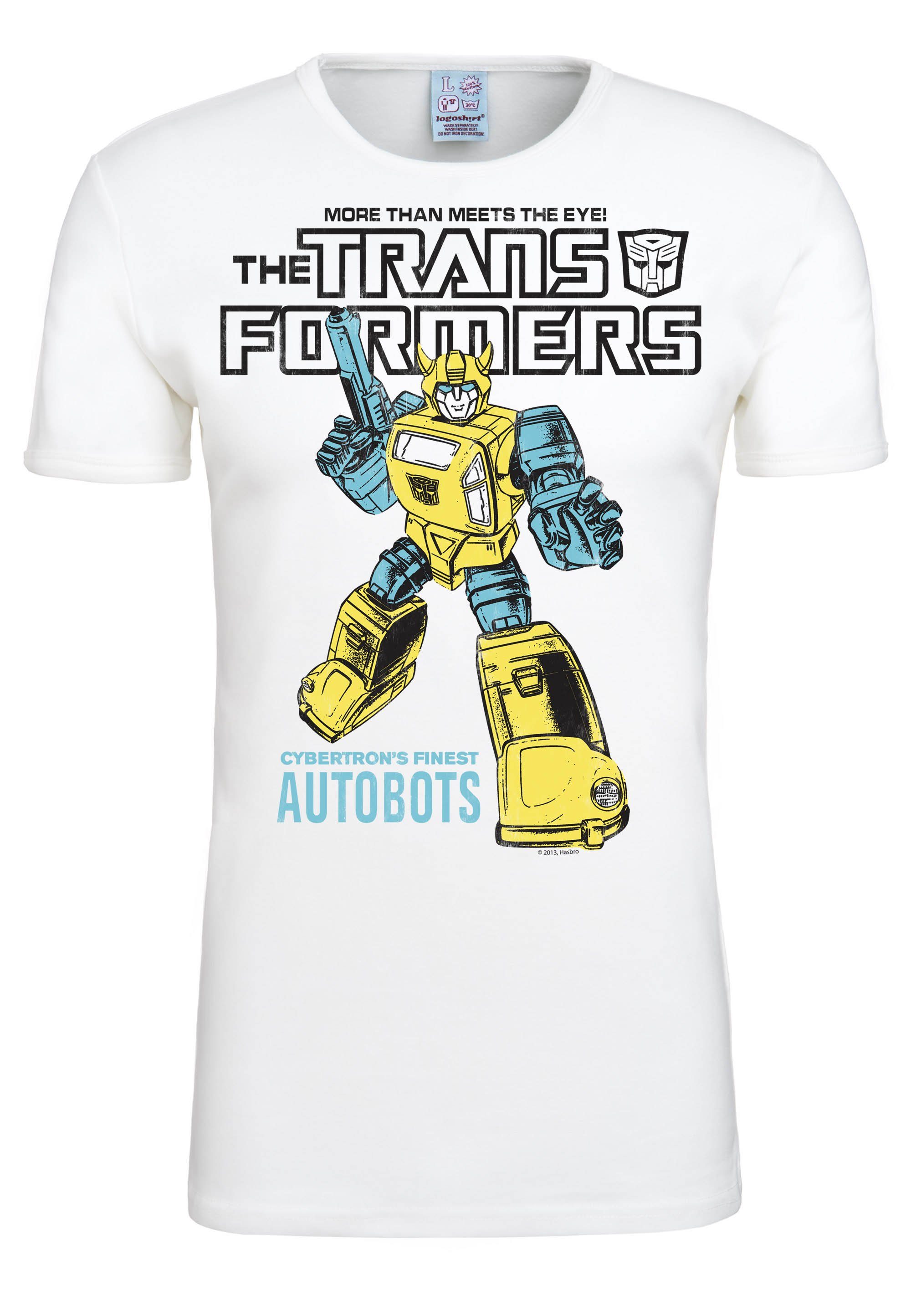 großflächigem LOGOSHIRT Bumblebee T-Shirt Autobots Frontprint mit