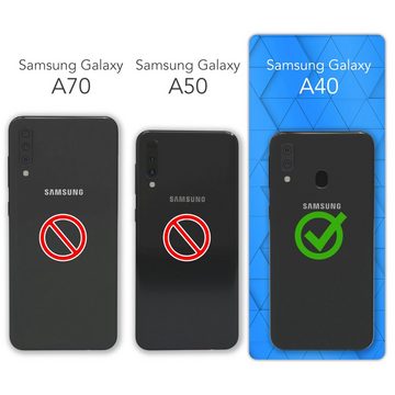 EAZY CASE Handyhülle Flipcase für Samsung Galaxy A40 5,9 Zoll, Tasche Klapphülle Handytasche zum Aufklappen Etui Kunstleder Schwarz