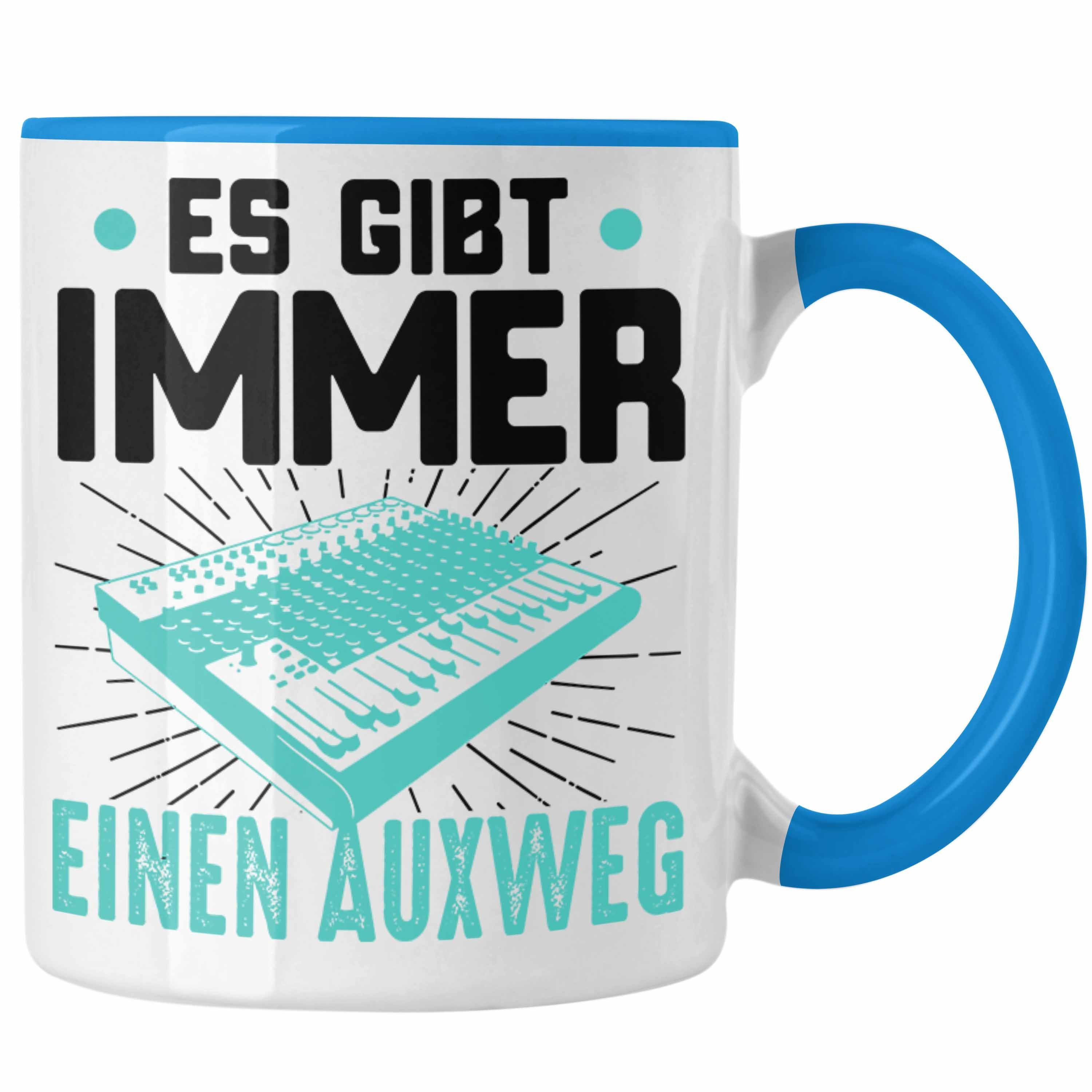 Trendation Tasse Trendation - Aux DJ Tasse Geschenk für Es Gibt Immer Einen Auxweg Mischpult Blau