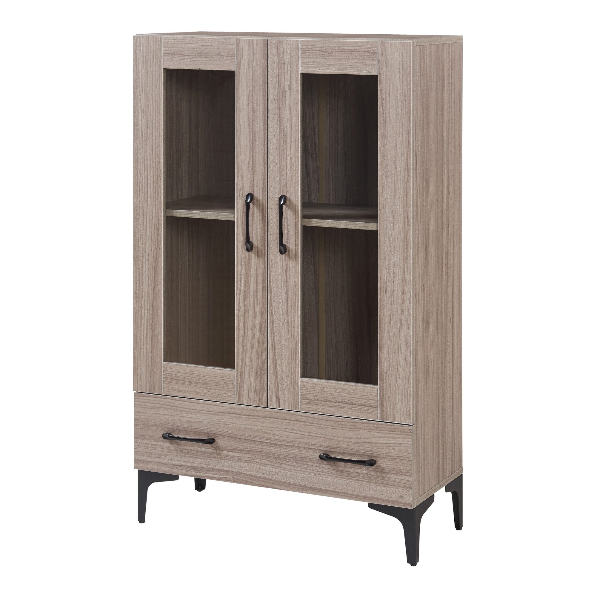 en.casa Vitrine »Søndersø« Wohnzimmerschrank 70x31x115 cm Sonoma-Eichenoptik