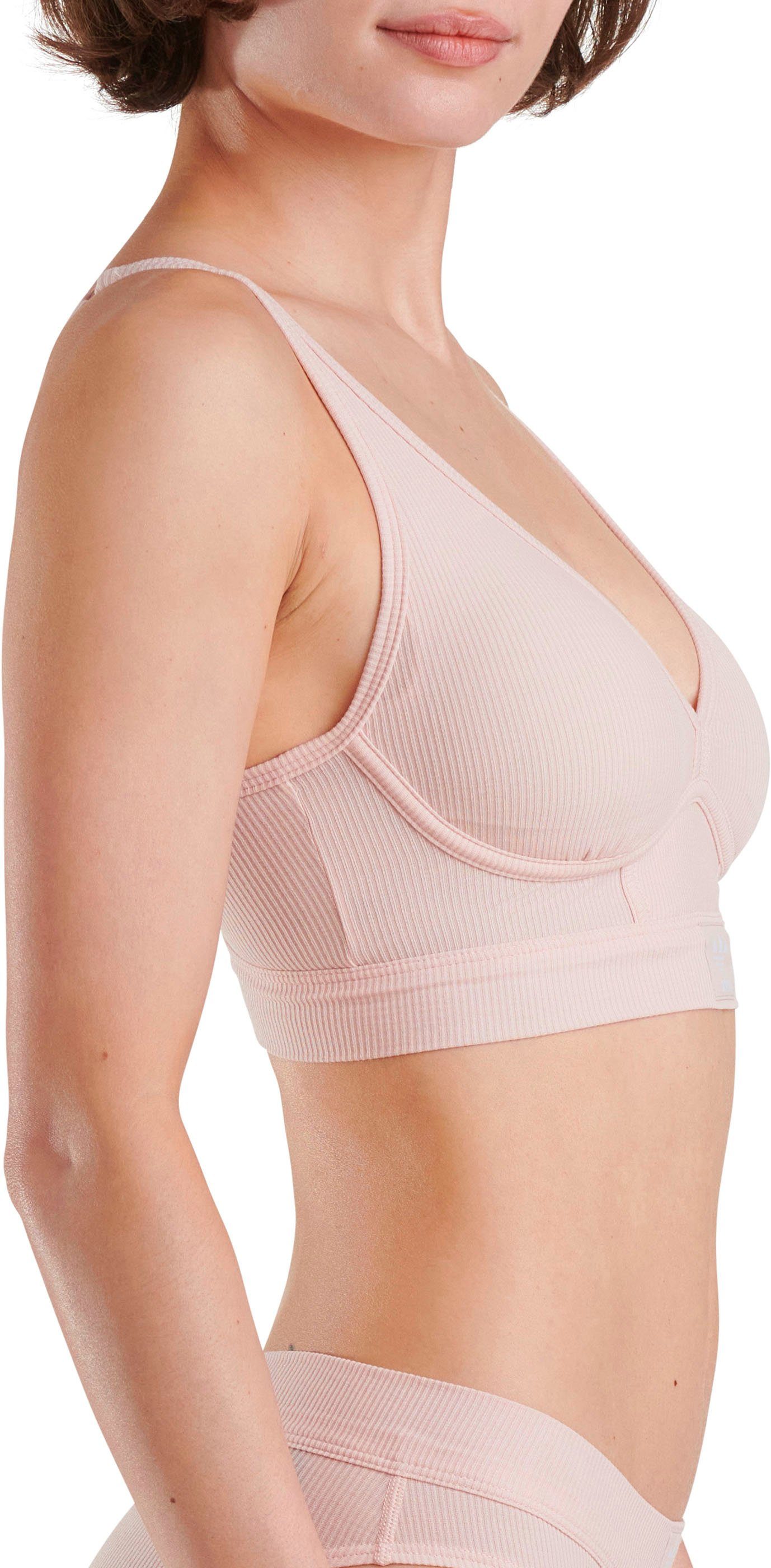 adidas Originals Bustier Flex Ribbed Cotton tiefer V-Ausschnitt, gerippt, elastisch, Träger verstellbar