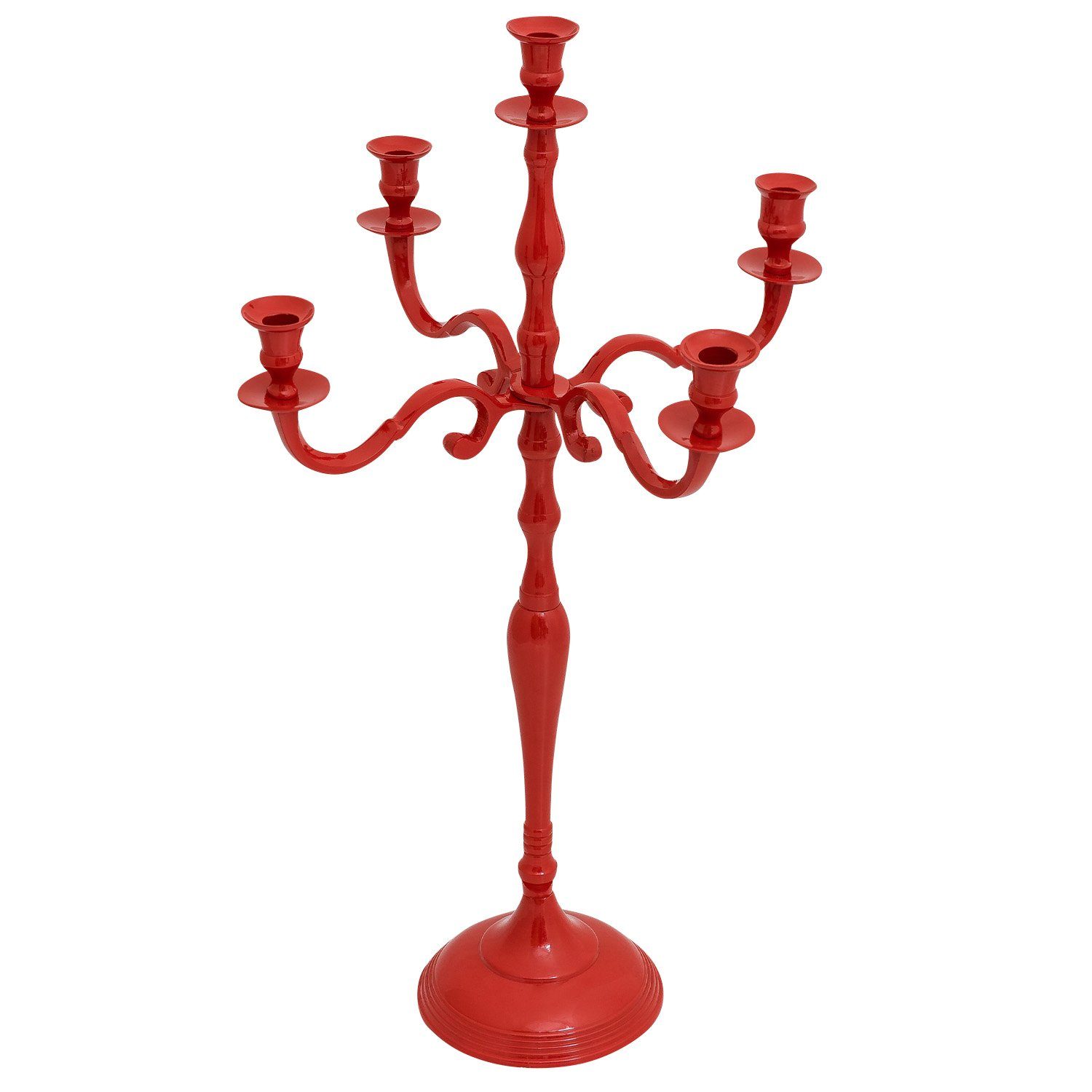 Kerzenständer 5-armig Kerzenständer Aubaho Aluminium 78cm rot Kerzenhalter Antik-Stil