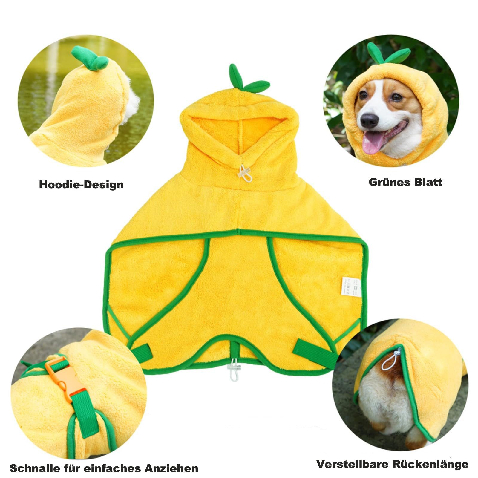 Beaface Hundebademantel Haustier Bademantel für Hunde und Katzen, saugfähig, schnell trocknend, mit Kapuze, verstellbarem Kragen und Bauchgurt für den Pool