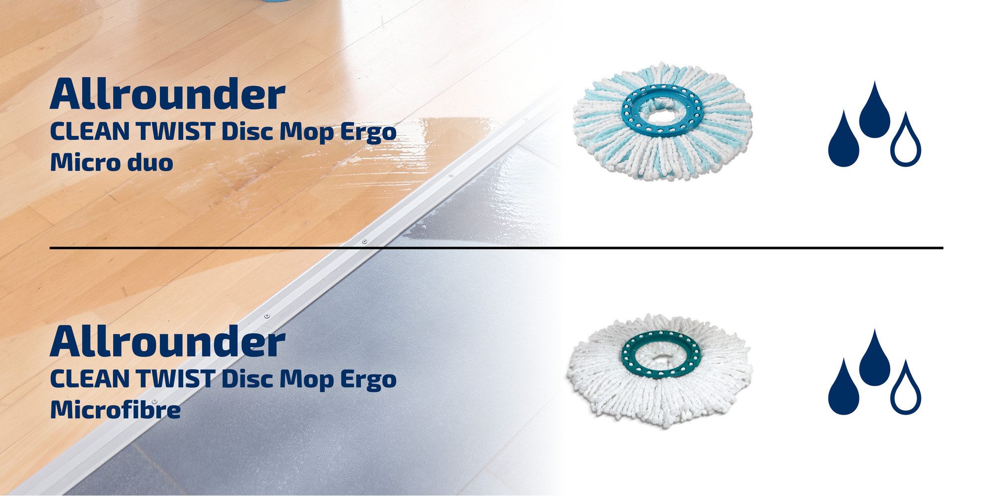 Leifheit 2er Set Ersatzkopf Disc Mop Wischbezug (Mikrofaser,Kunststoff, 32.0x32.0 cm, 1-tlg., 2er Set, hohe Wasser- und Schmutzaufnahme, leicht wechselbar) – Bild 3 von 5