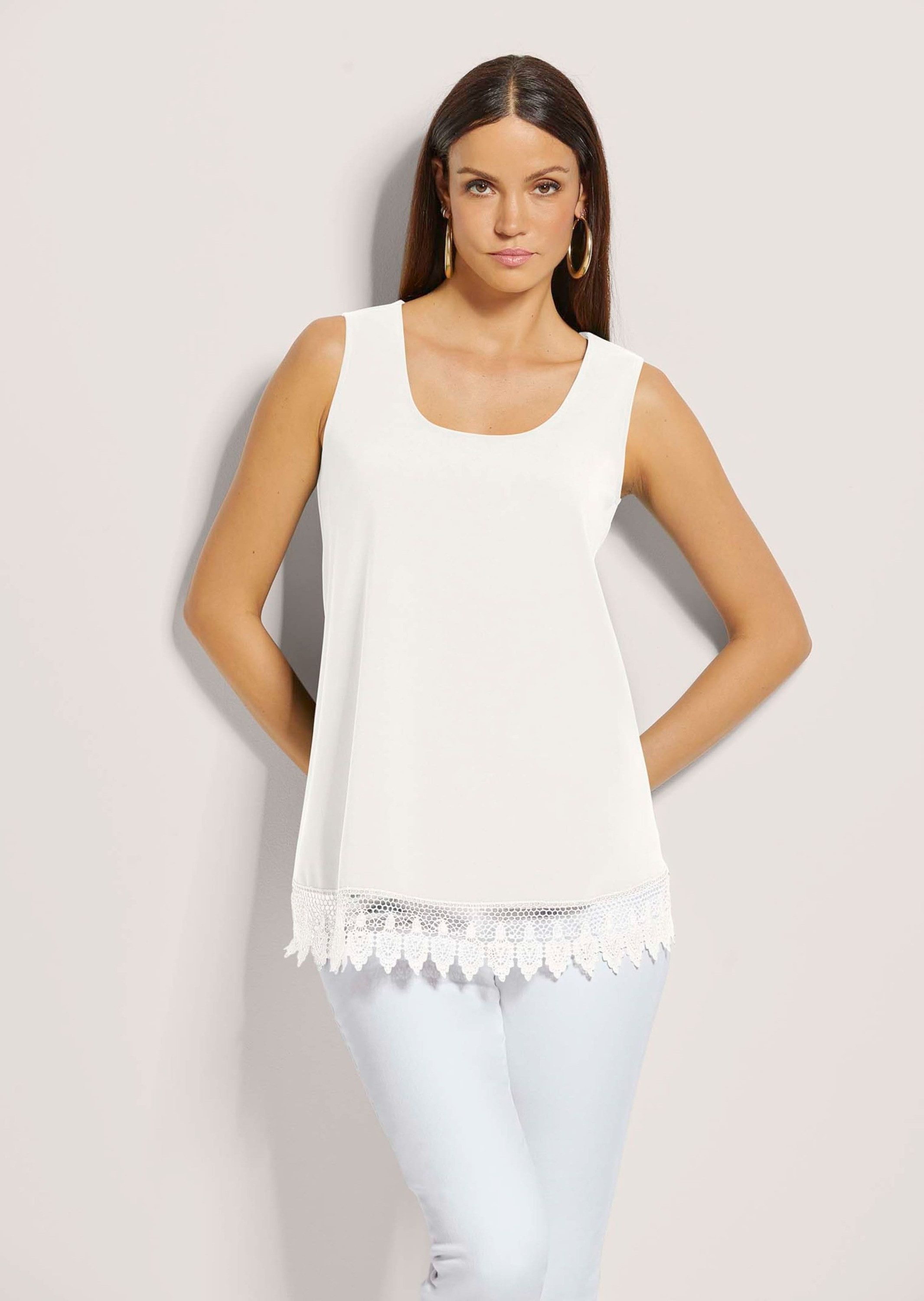 Kurzarmbluse Top mit Spitze