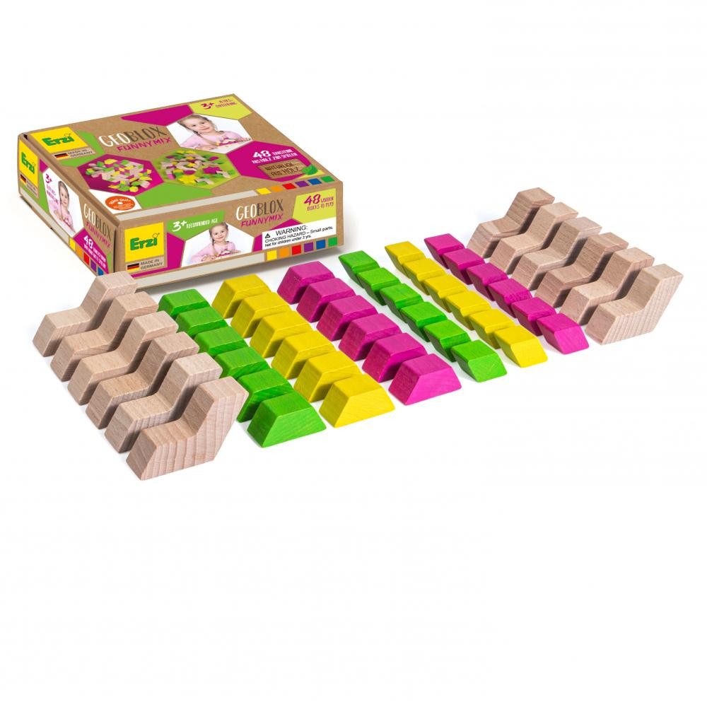 Erzi® Erzi Bausteine GeoBlox FunnyMix Holzbaukasten