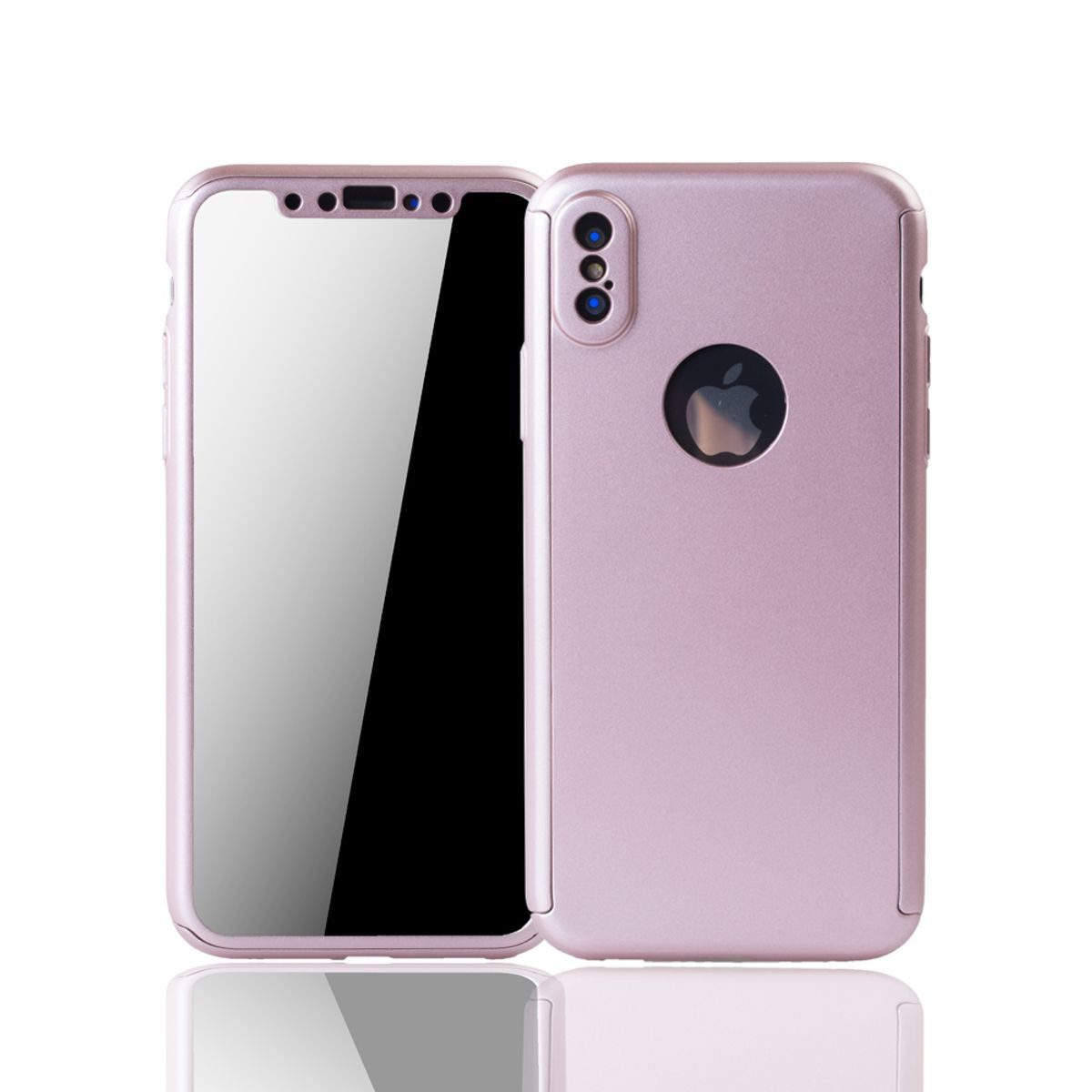 König Design Handyhülle Apple iPhone X, Apple iPhone X / iPhone XS Handyhülle 360 Grad Schutz Full Cover Rosa
