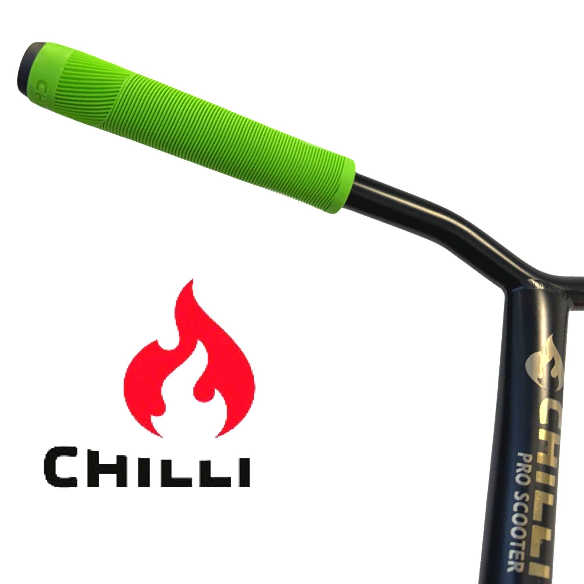Chilli Pro Scooter Stuntscooter Chilli Stunt-Scooter / BMX / Dirt Fahrrad Griffe XL & Barends grün