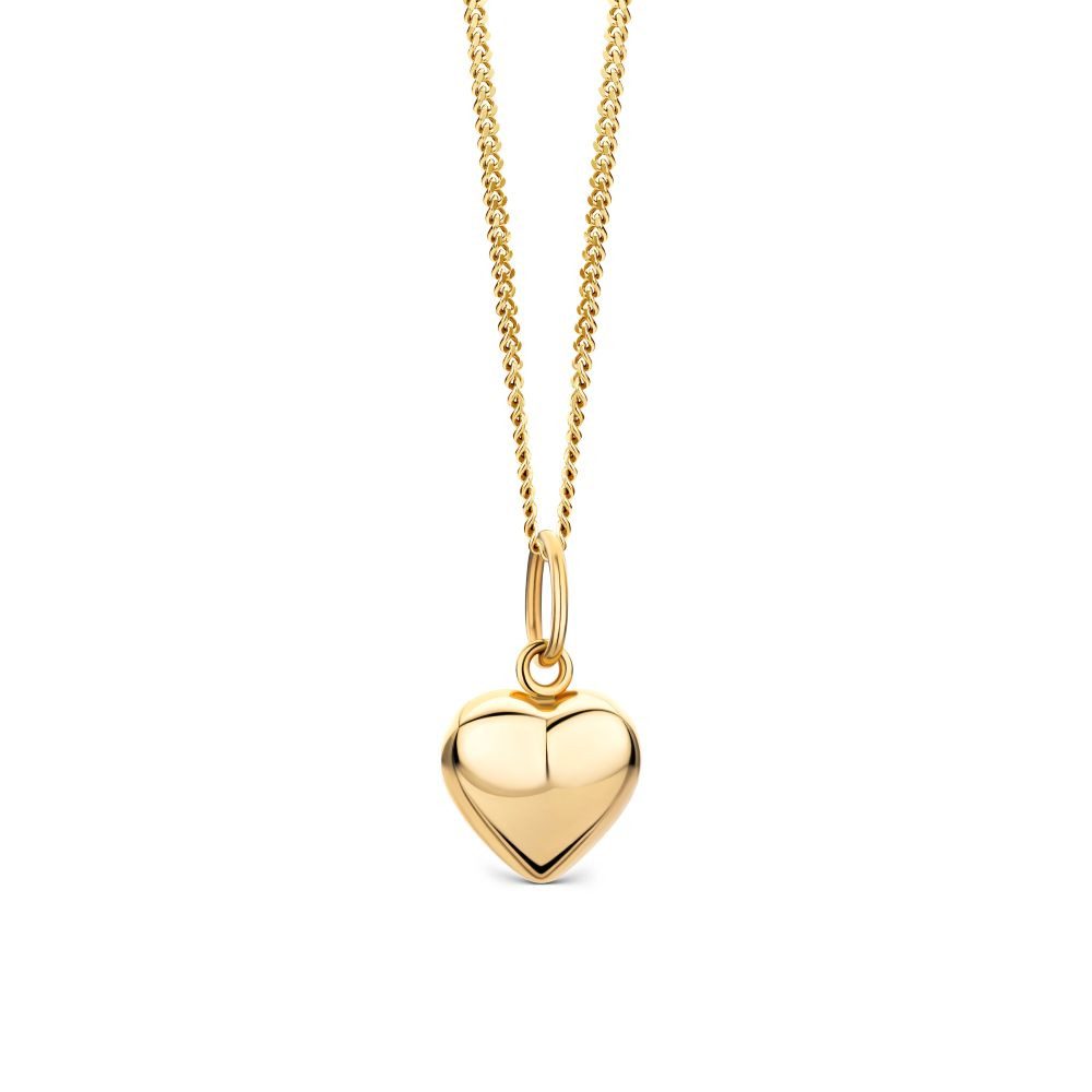 Miore Herzkette M4047N für Damen Kette und Herzanhänger aus 14K (585) Gelbgold, Anhänger 9,5 x 14,5 mm - Panzerkette