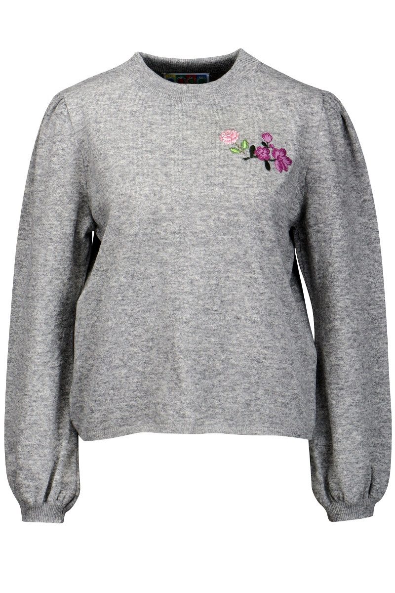 Rundhalspullover Strickpullover Damen - KATLEEN - grau melange