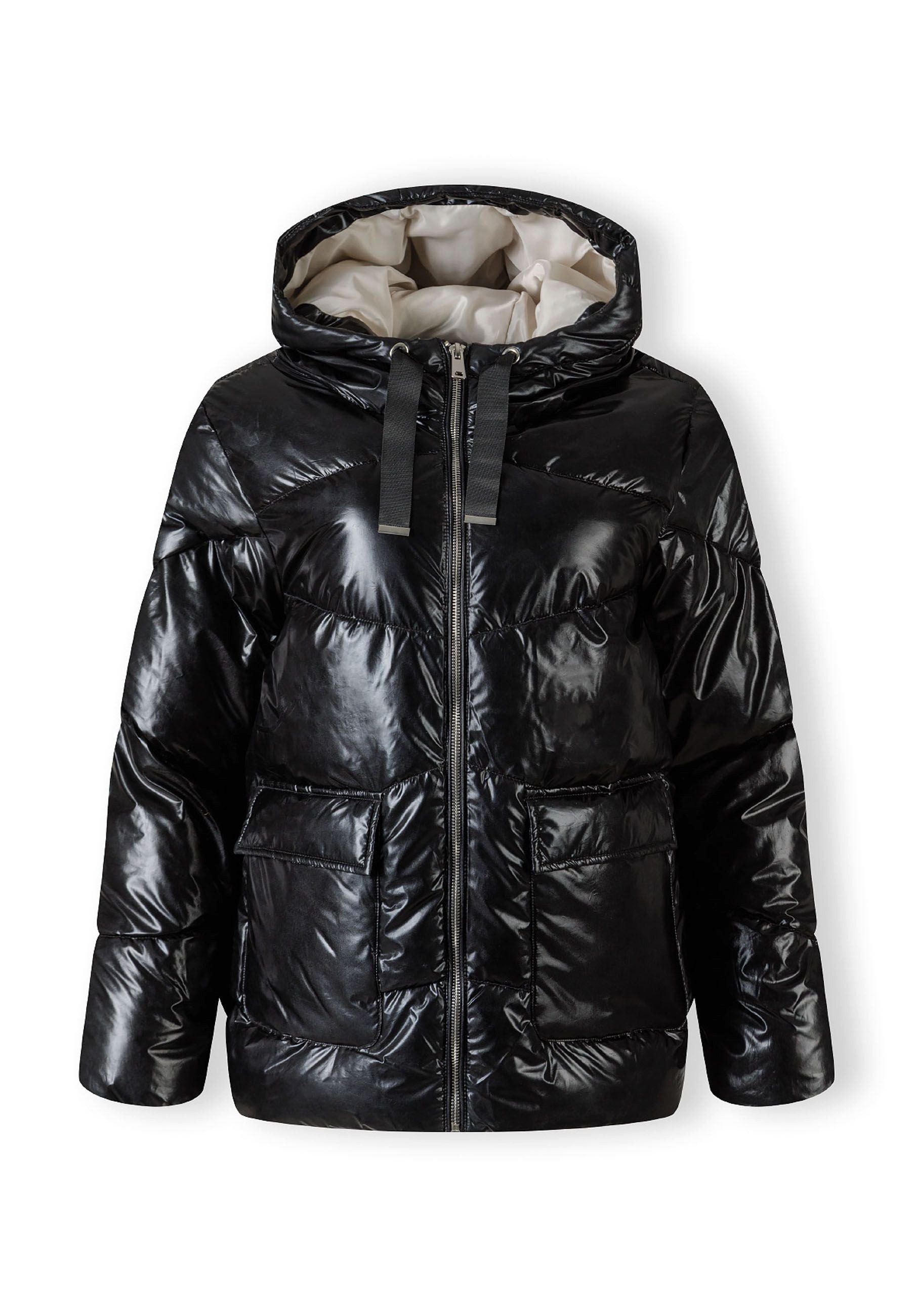 MINOTI Steppjacke für Damen, glänzende Winterjacke mit Kapuze, wattiert mit Pattentaschen