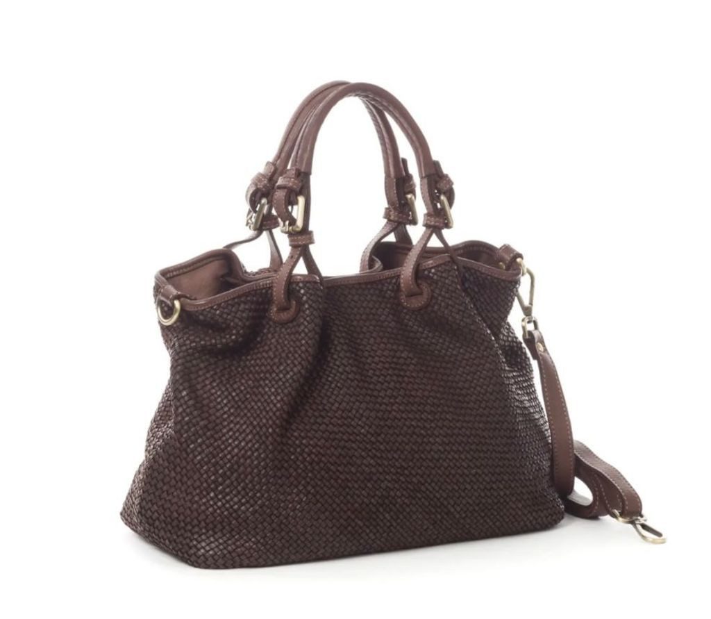Handtasche Erna Designer geflochten Damen Tragetasche Ledertasche