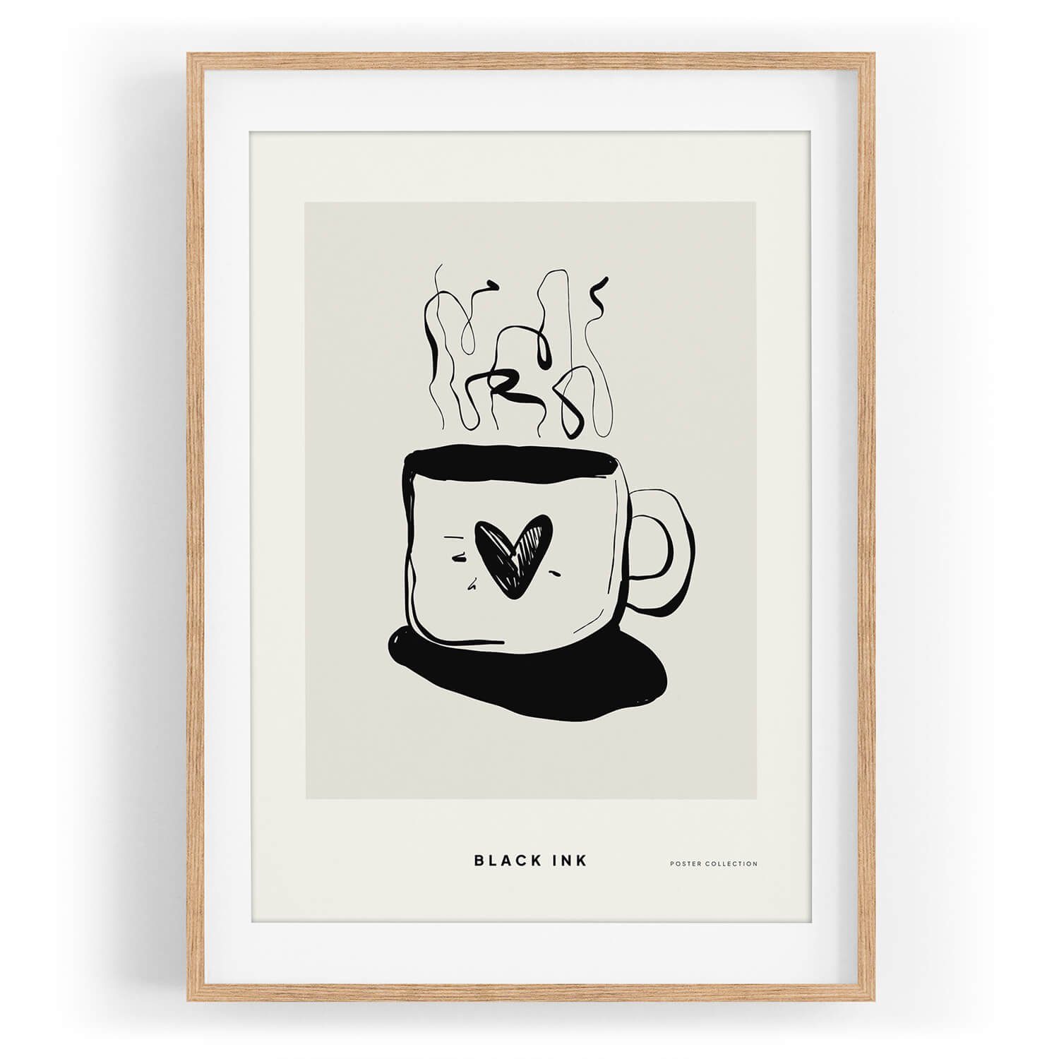 Sinus Art Wandbild Black Ink dekorative Illustration Modern Kaffee Tasse Herz. € 35,00