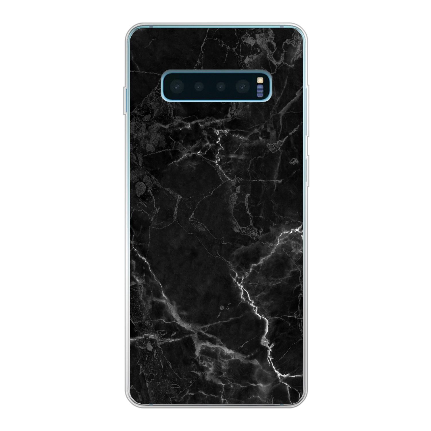 MuchoWow Handyhülle für Samsung Galaxy S10 Plus Marmor - Schwarz - Weiß - Textur - Marmoro, Phone Case, Silikon, Schutzhülle Dünn