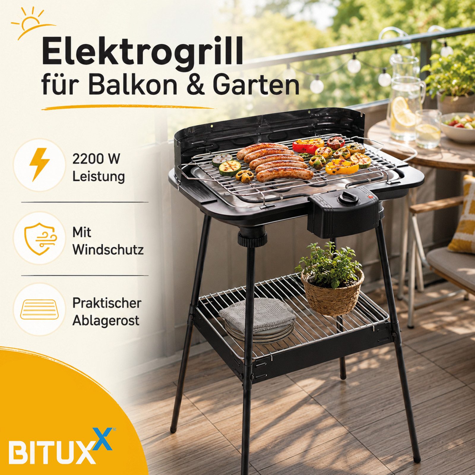 Bituxx Elektro-Standgrill 2200W, 2200 W