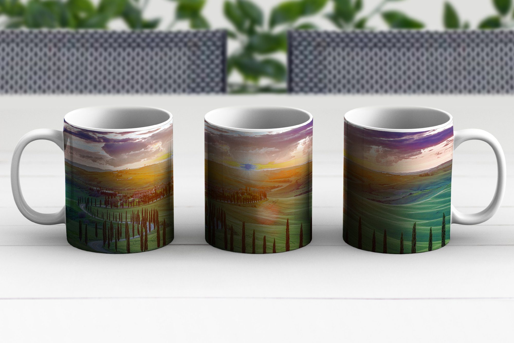 MuchoWow Tasse Italien - Sonnenuntergang Keramik, Toskana, Teetasse, - Geschenk Kaffeetassen, Becher, Teetasse