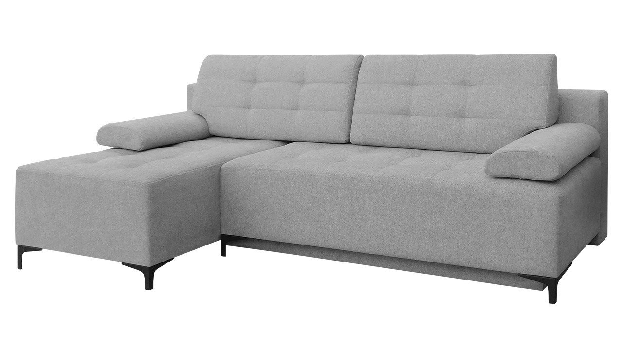 MIRJAN24 Ecksofa Fabio, mit Bettkasten und Schlaffunktion, Füße aus Metall, Kissen mit Reißverschluss