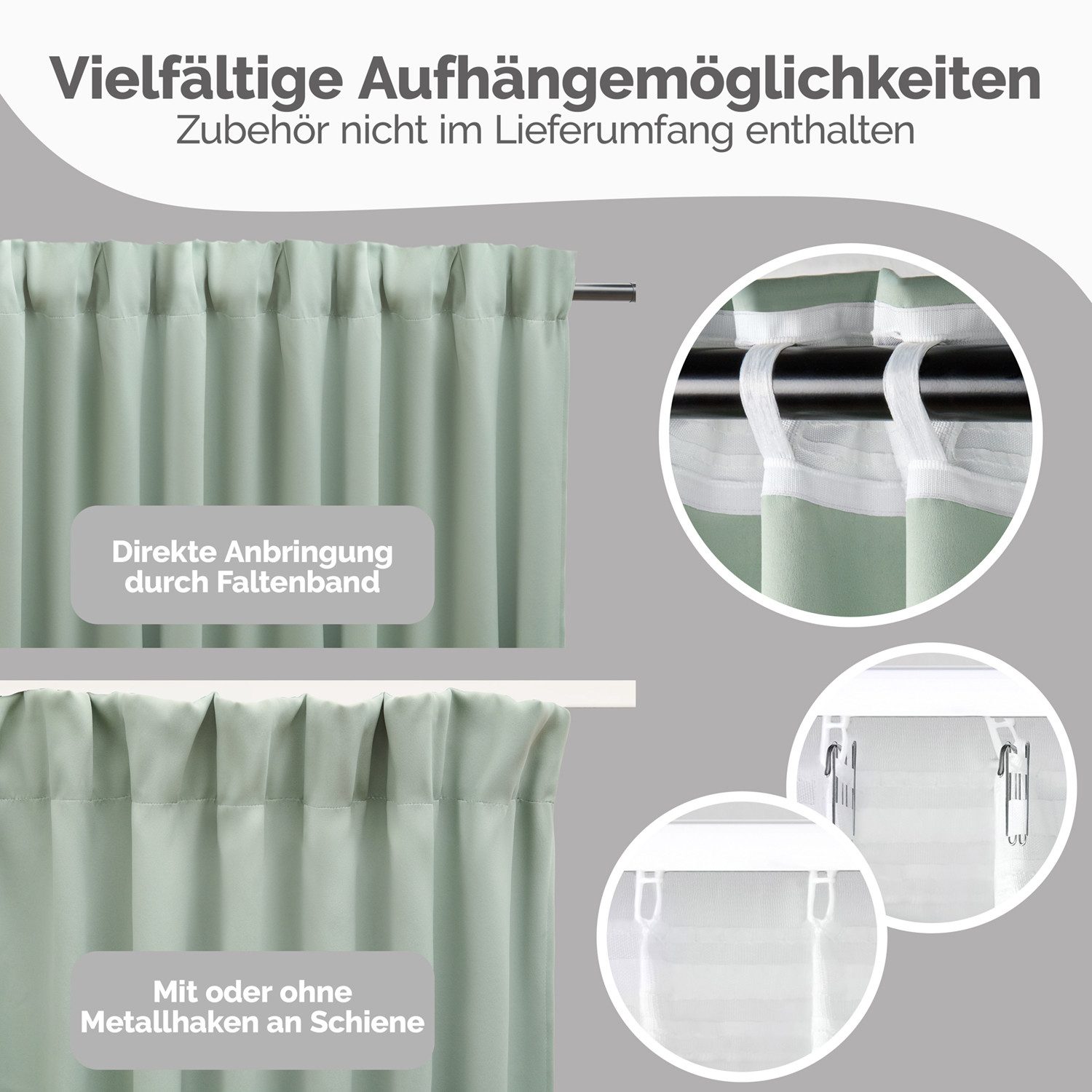 Blumtal Verdunkelungsvorhang Verdunkelungsvorhang 2er-Set Thermovorhang Wärme- & Kälteisolierend, OEKO TEX Zertifiziert mit Kräuselband