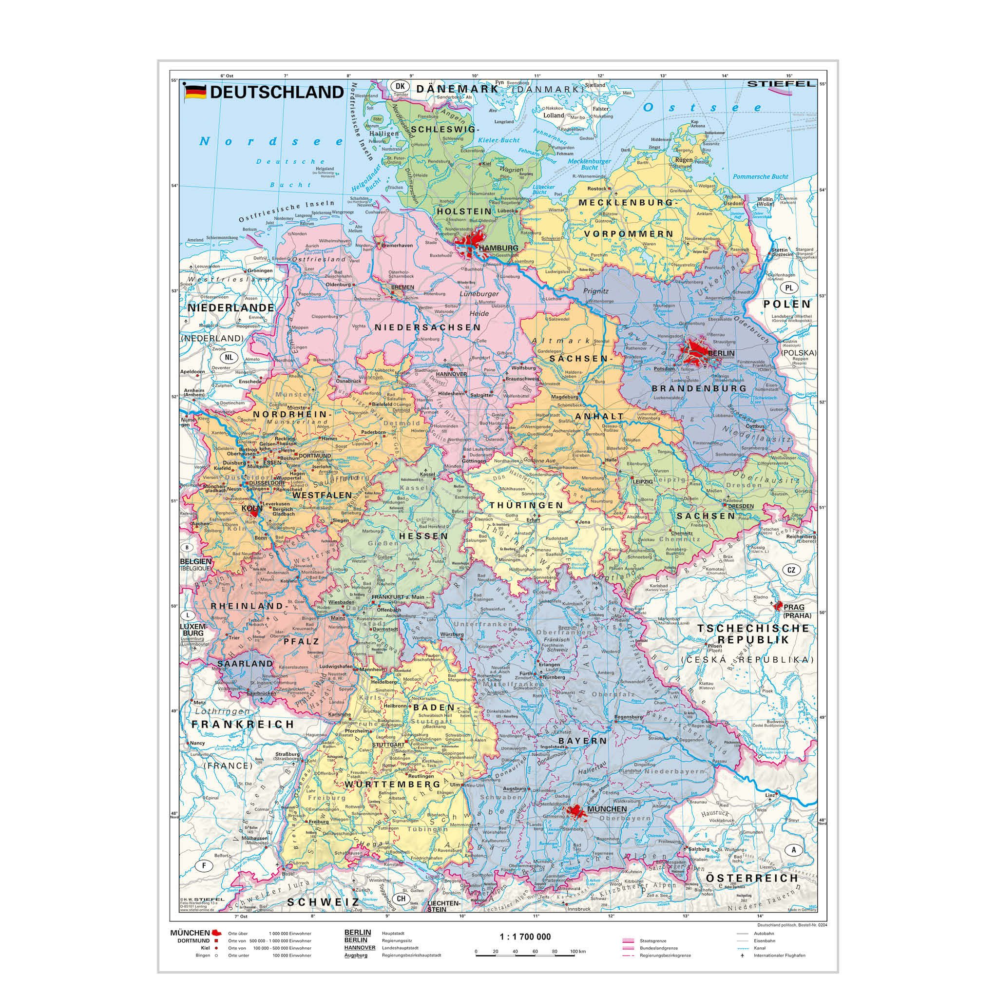 STIEFEL Poster Deutschland politisch 67 x 91 cm günstig online kaufen