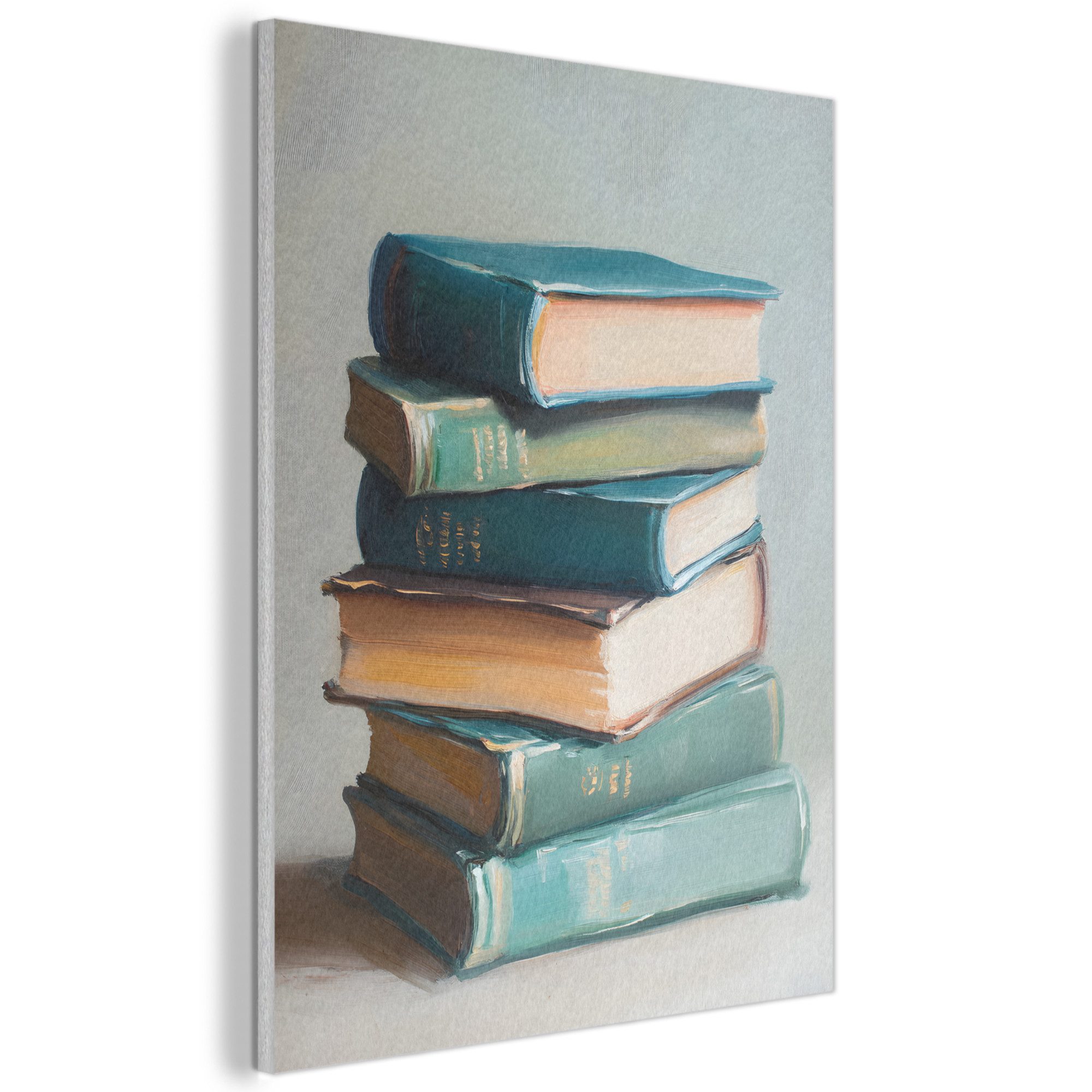 MuchoWow Gemälde Stapel - Bücher - Grün - Tageslicht, Fotodruck (1 St), Aku günstig online kaufen