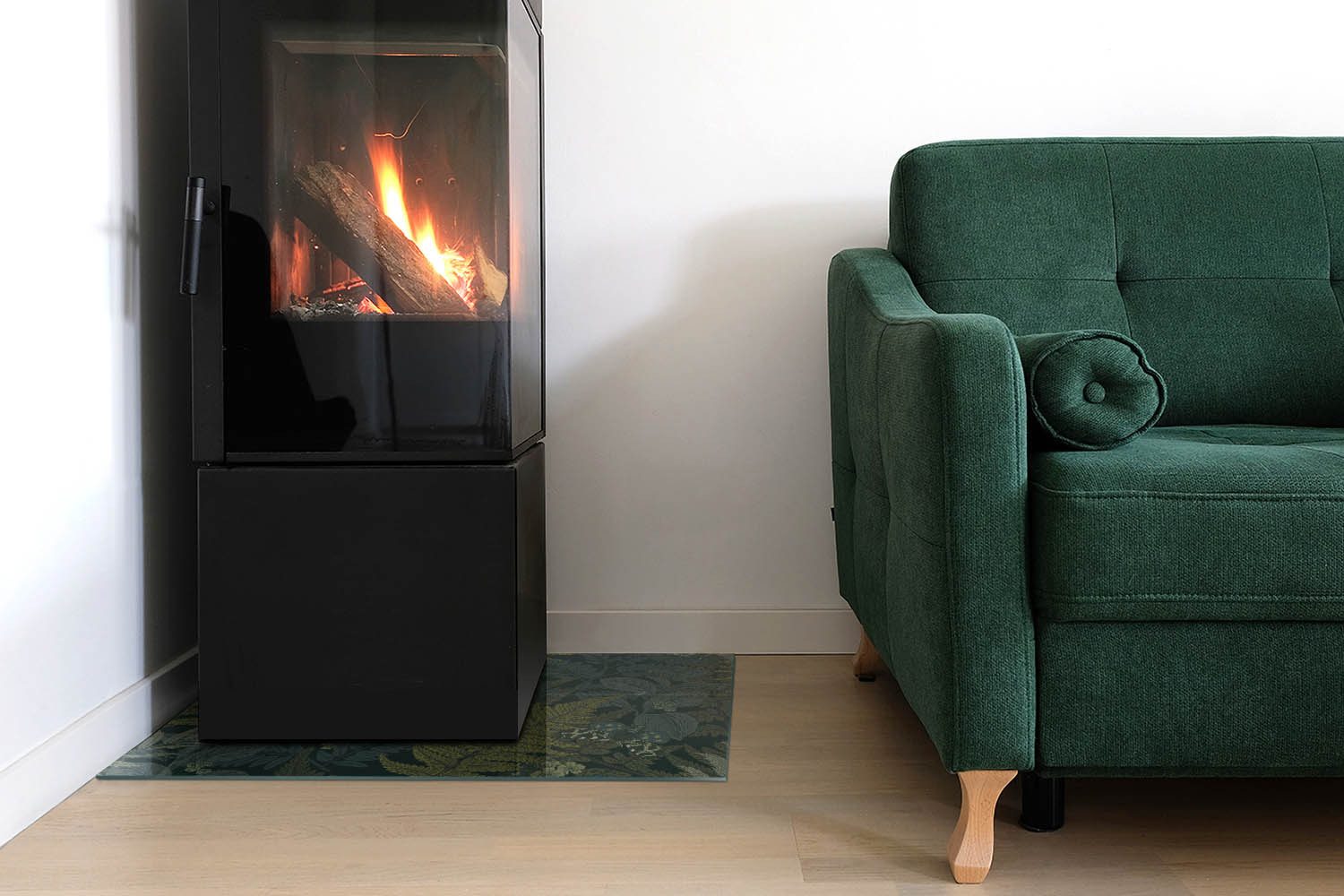 Tulup Bodenschutzplatte Grün Pflanzenmotive, Gehärtetem Glas Kaminbodenplat günstig online kaufen