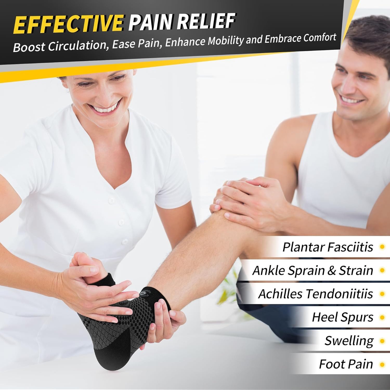 CAMBIVO Kompressionsstrümpfe 2er Set Plantarfasziitis Sprunggelenkbandage für Schmerzlinderung (Plantarfasziitis Knöchelbandage Set – Fußstütze für Schmerzlinderung, 2-Paar, 2 Paar Bandagen atmungsaktivem Material für optimale Unterstützung)