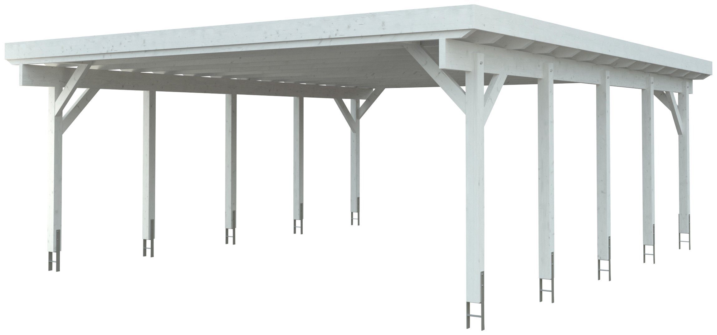 Kiehn-Holz Doppelcarport KH 330 / KH 331, BxT: 634x754 cm, 225 cm Einfahrtshöhe, Stahl-Dach, versch. Farben