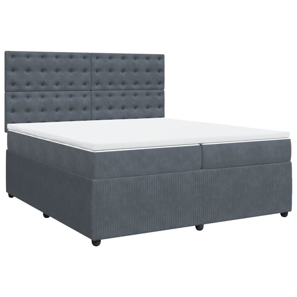 Bett Boxspringbett mit Matratze Dunkelgrau 200x200 cm Samt