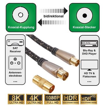 Hama HQ 5m Antennen-Kabel 120db Koaxial-Kabel Braun Video-Kabel, Koaxial, Koaxial (500 cm), Koax-Kabel Full HD TV 8K 4K UHD HD+ HDR 120 db Ferrit-Filter