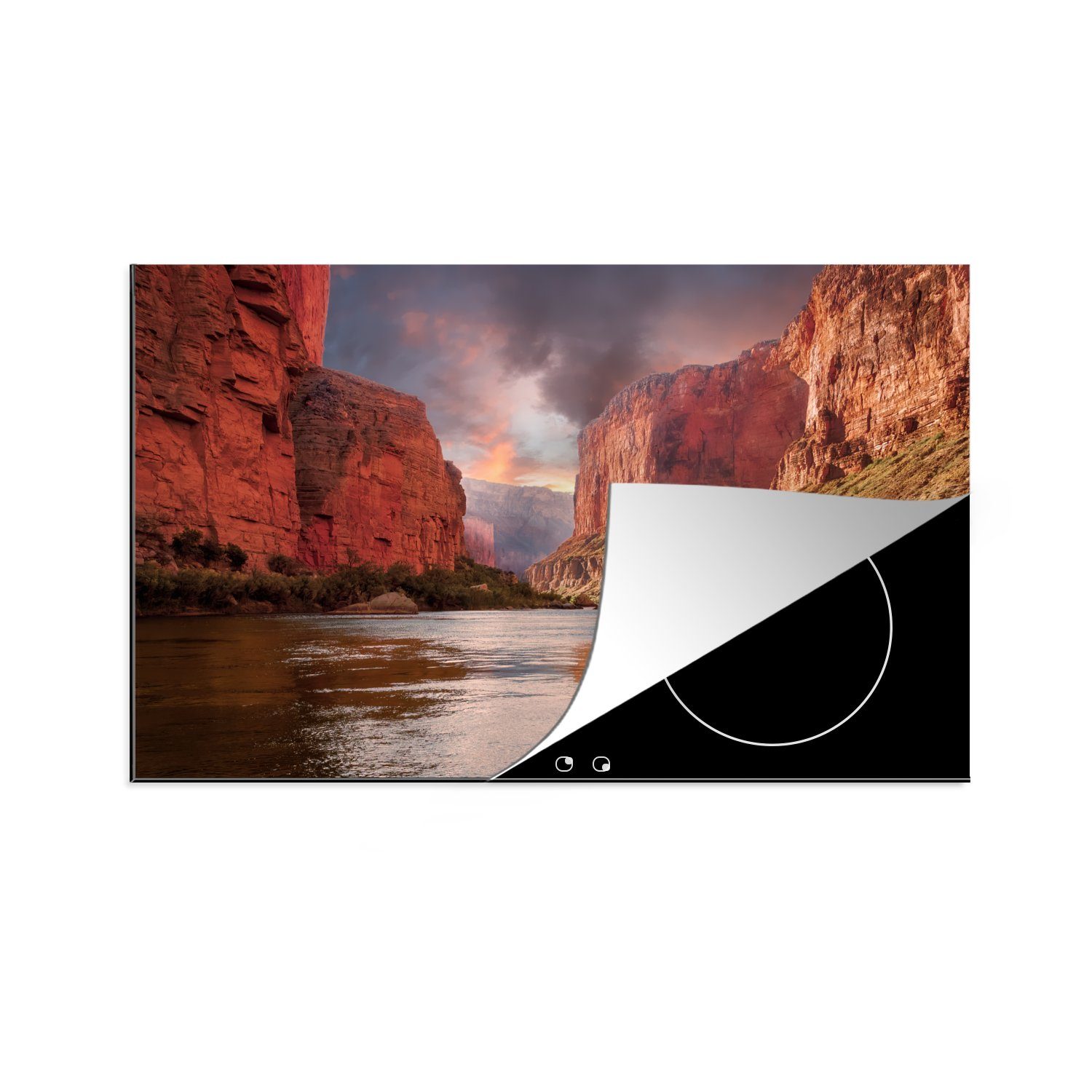 MuchoWow Herdblende-/Abdeckplatte Colorado - Arbeitsplatte Vinyl, küche tlg), Fluss - - Grand für (1 83x51 Ceranfeldabdeckung, - cm, Canyon Amerika Landschaft