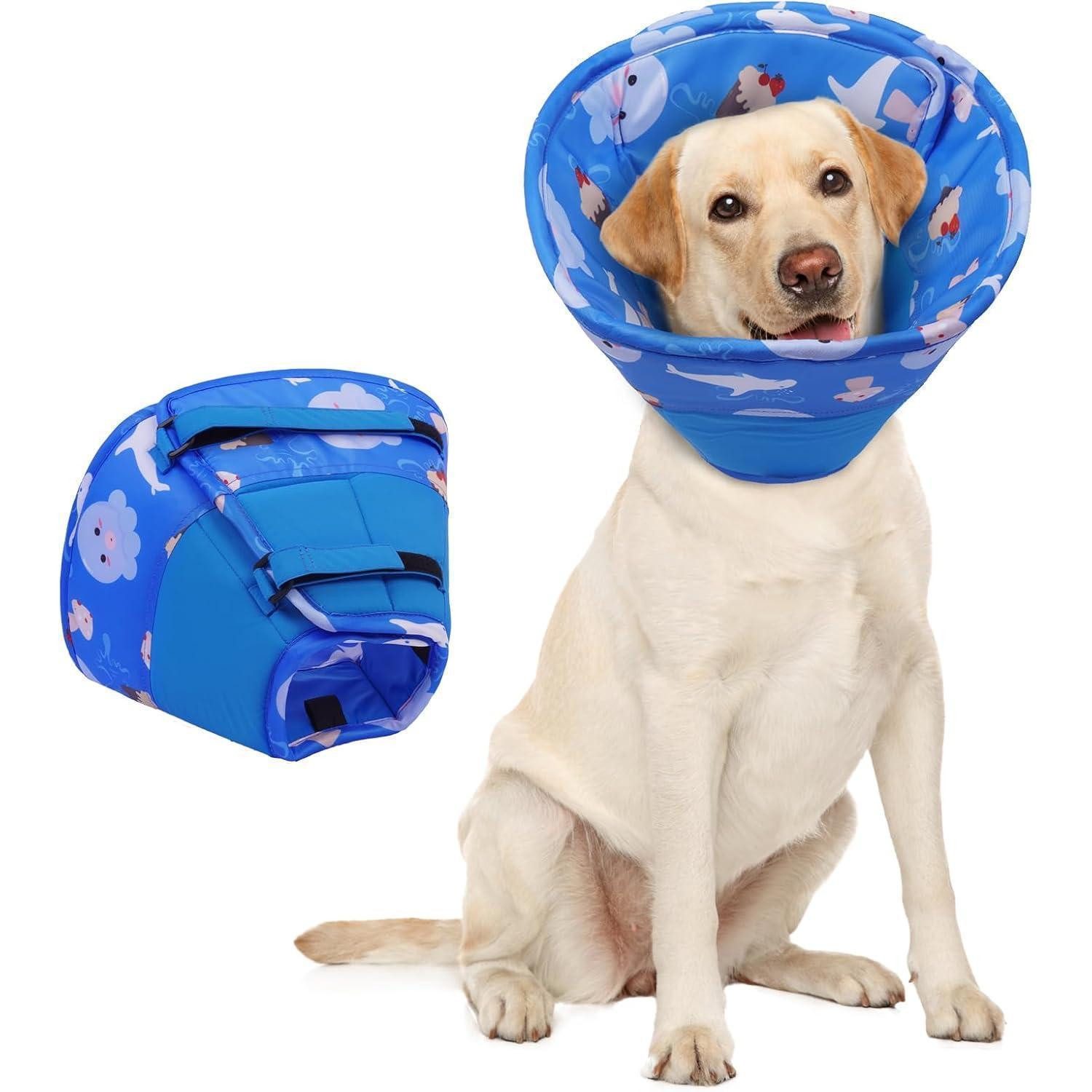 LuxusKollektion Schutzkragen Halskrause Hundekragen Leckschutz Trichter OP Wunden L Dunkelblau
