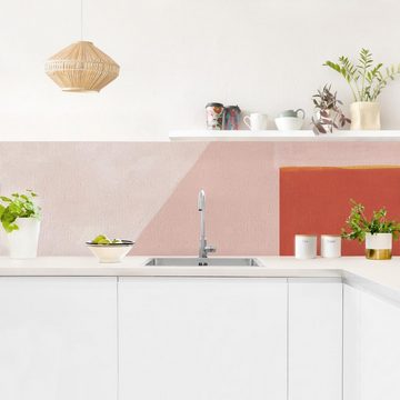 Bilderdepot24 Küchenrückwand rosa dekor Abstrakt Kunst Wandpaneel Küche Rosa Geometrie, (1-tlg., Nischenrückwand - für Fliesenspiegel ohne Bohren - matt), Spritzschutz Rückwand Küche Herd - Folie selbstklebend versch. Größen