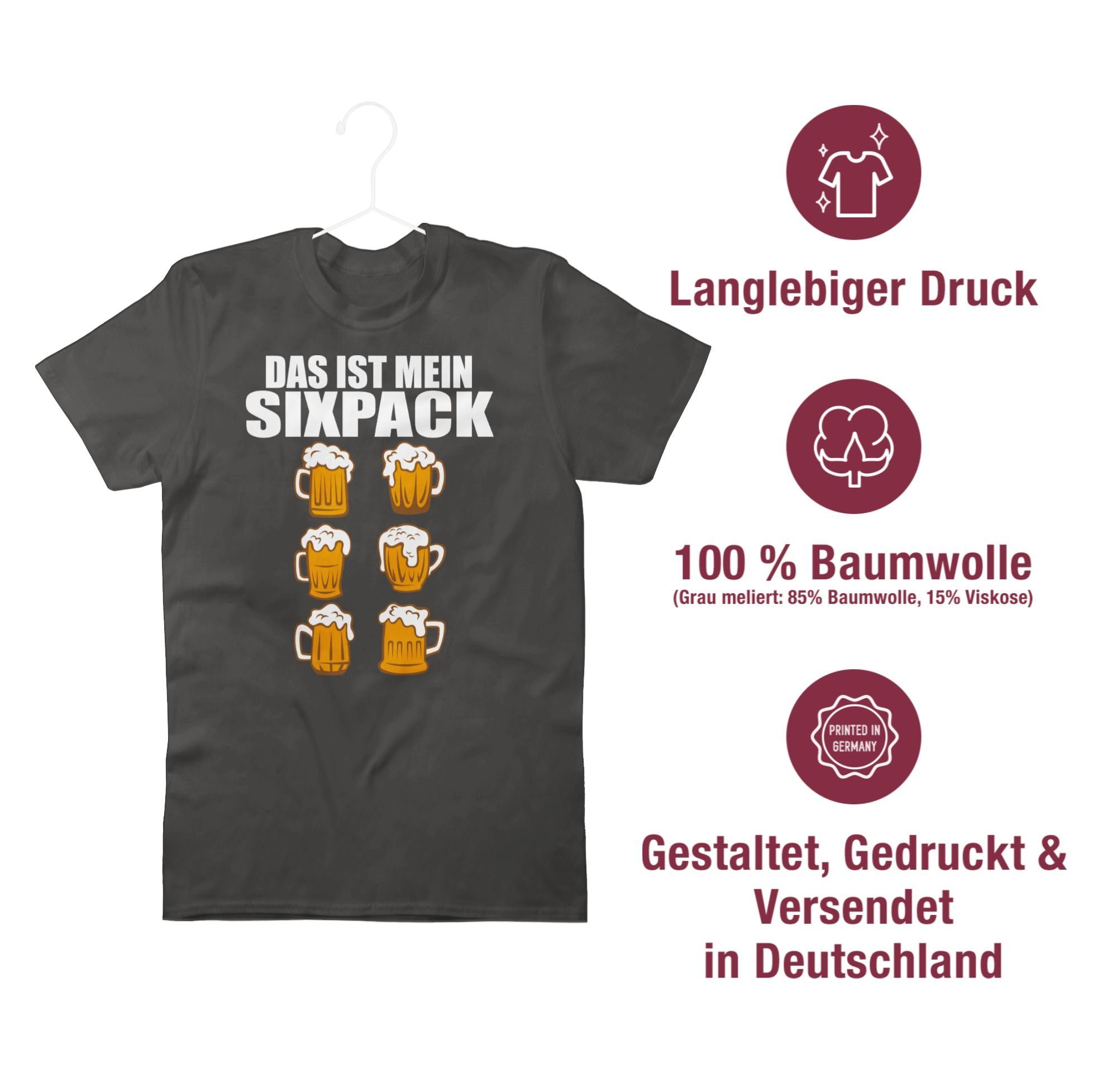 - Oktoberfest ist Mode T-Shirt Shirtracer 2 Dunkelgrau Bier Herren Sixpack - Das weiß für mein