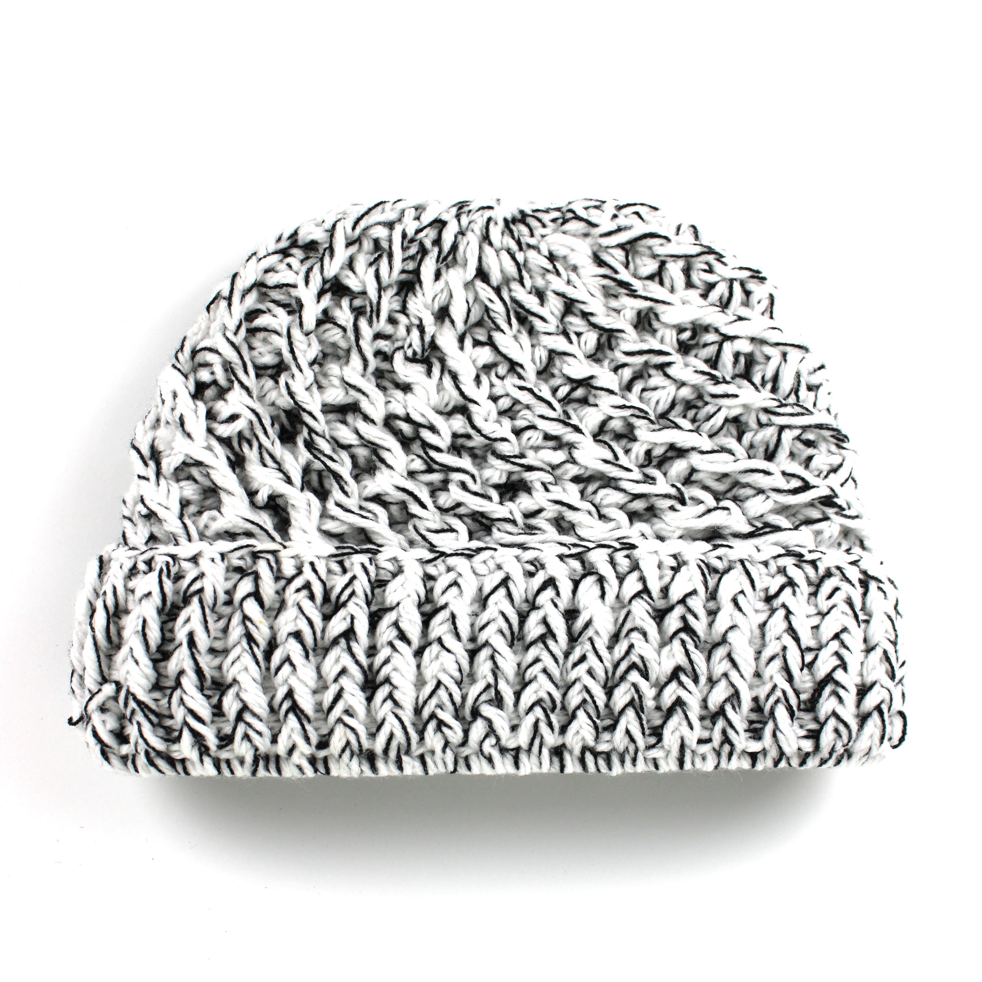 Damen Wintermütze Hergestellt Wollanteil, weiß-schwarz mit mit Wörleonline Europa Mütze Mütze in handgestrickte Umschlag, Strickmütze