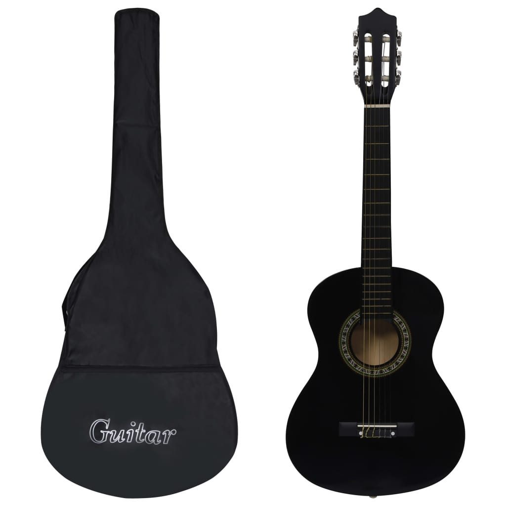 furnicato Akustikgitarre Klassikgitarre 1/2 (34) Schwarz mit Gitarrentasche
