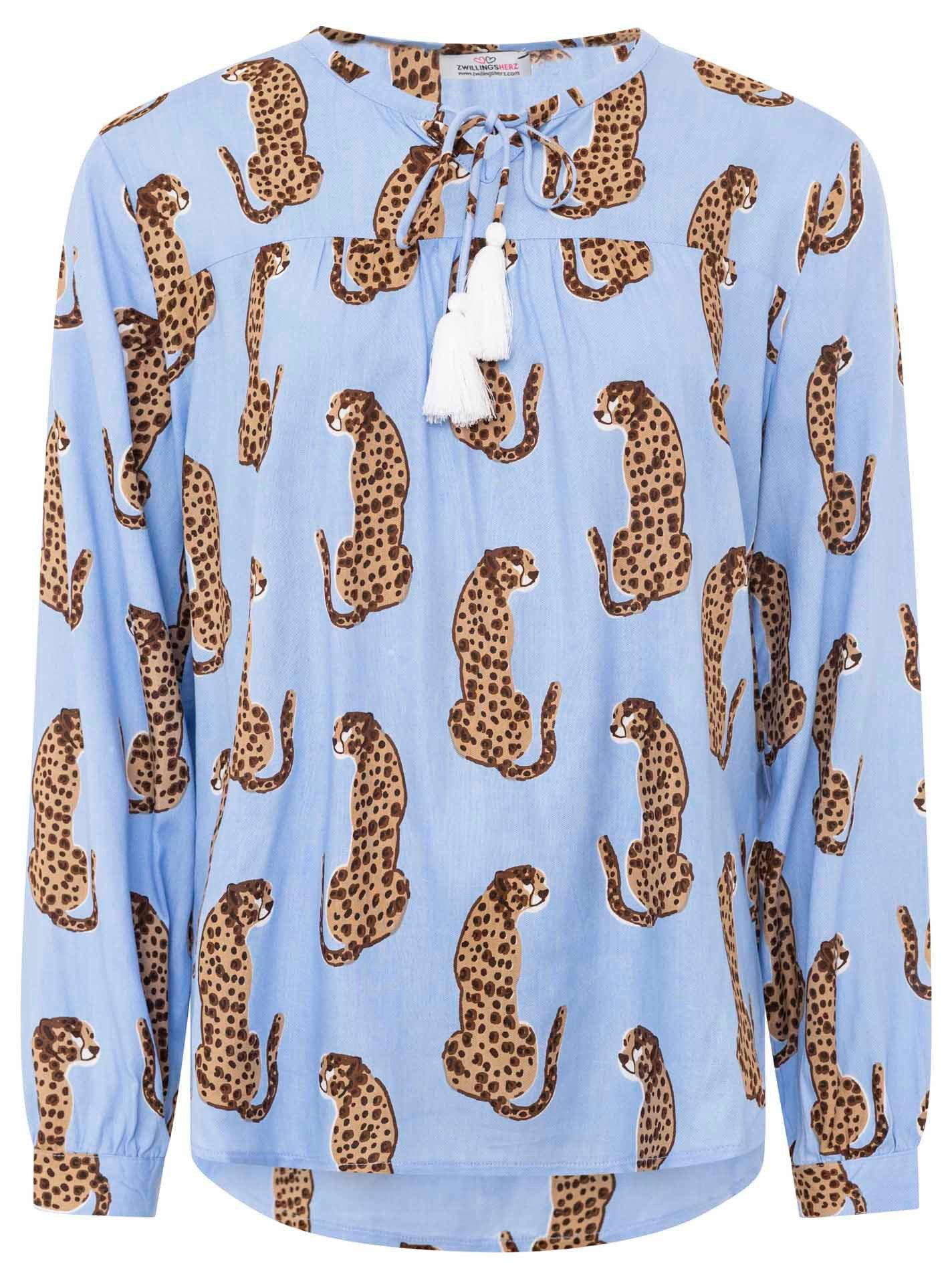 Zwillingsherz Klassische Bluse Trendy Tiger / Lovely Leopard Tasseln