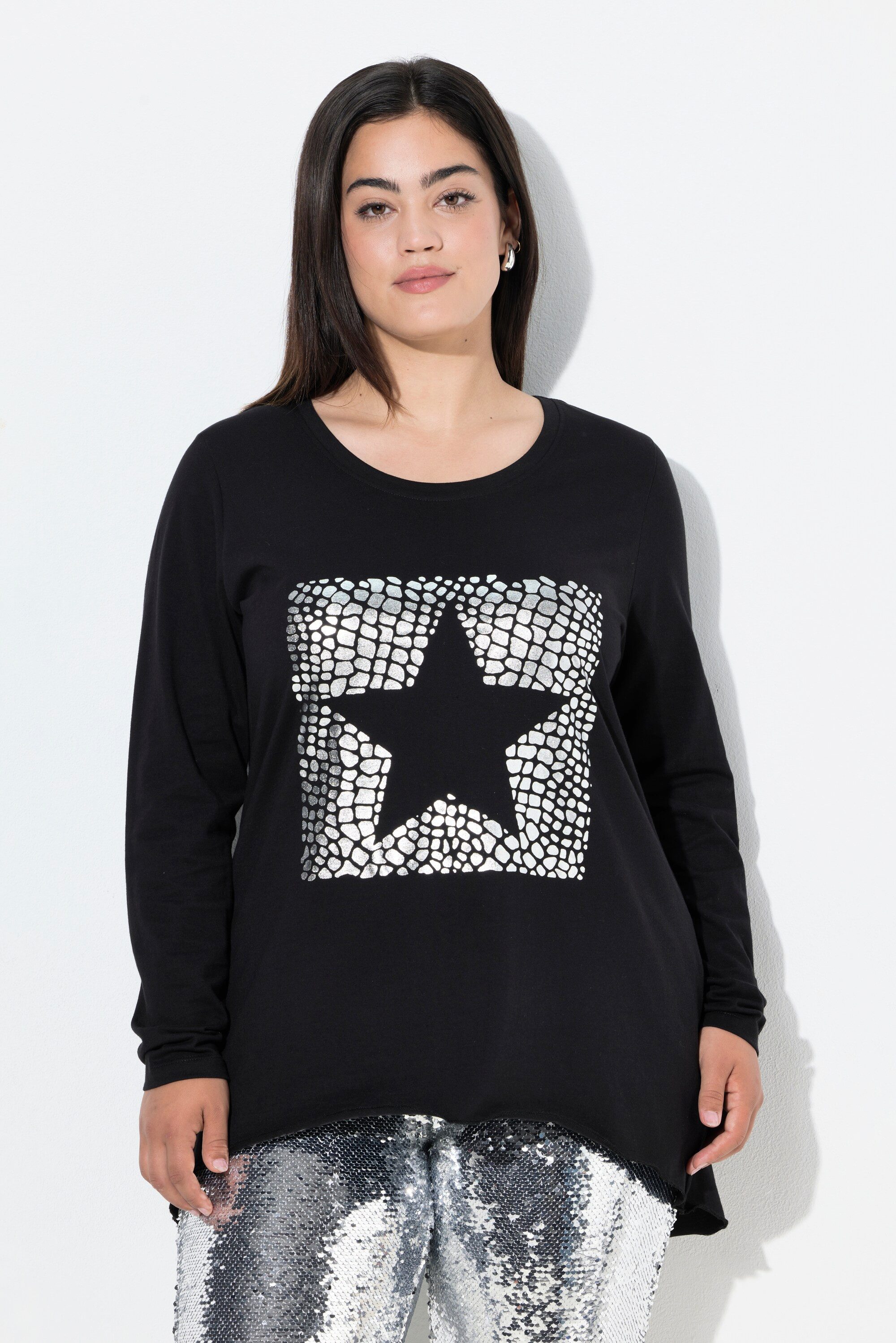 Angel of Style T-Shirt T-Shirt A-Linie Metallic-Stern Langarm günstig online kaufen